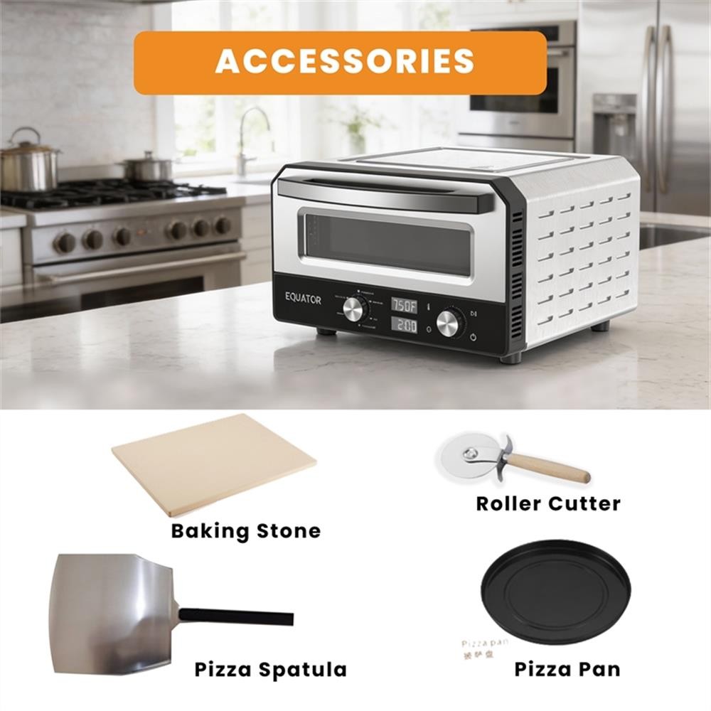 Equator 0.5 Cu.Ft. Indoor/Outdoor Pizza Oven Cooks 12-Inch Pizzas