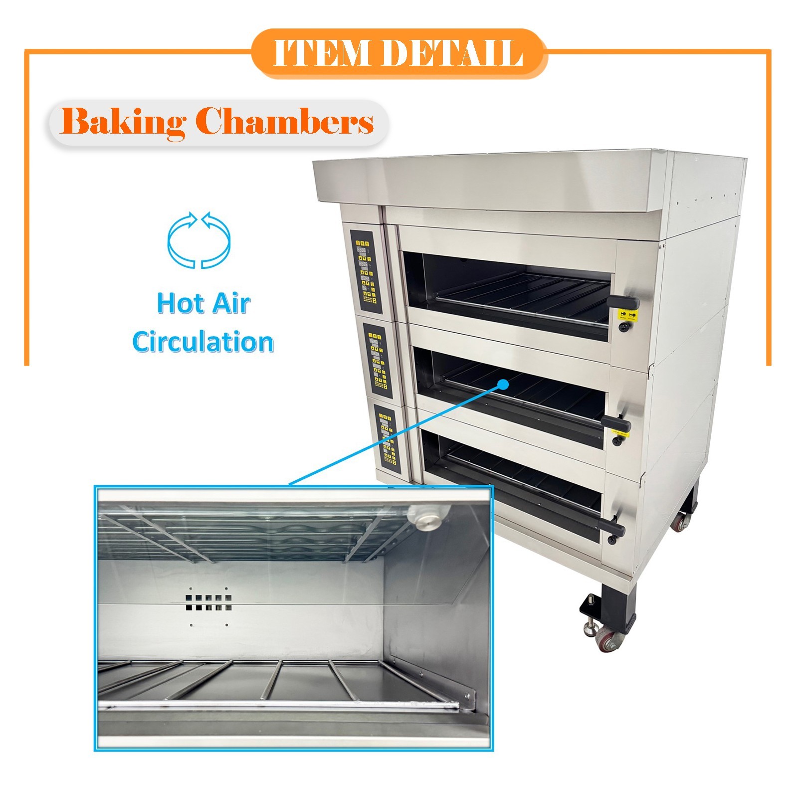 220V European Style Electric Pizza Oven 19.8KW Removable Electric Oven 3PH