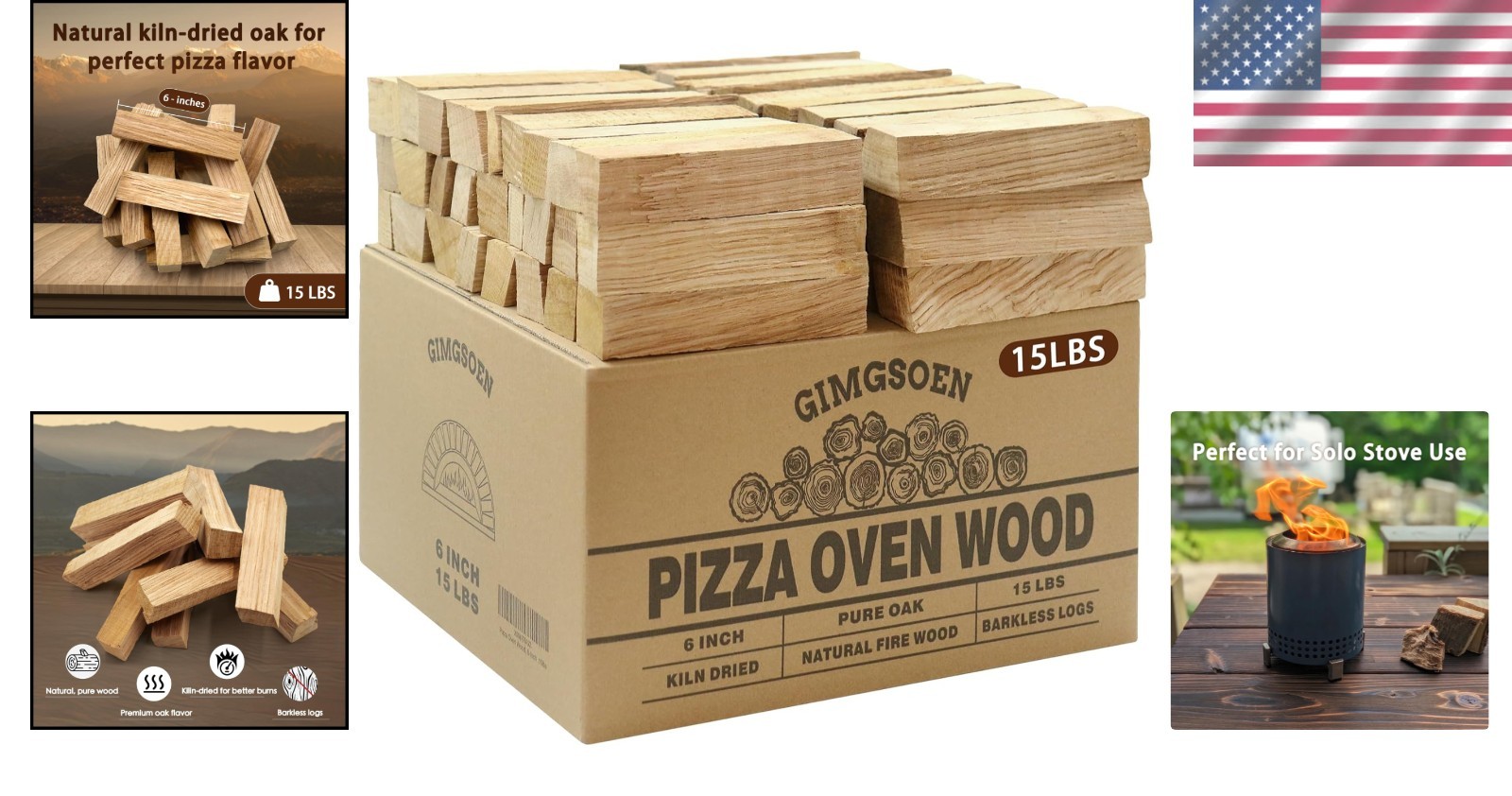 Oak Cooking Wood 15lb Box 6 Inch Logs Clean Burning for Grilling