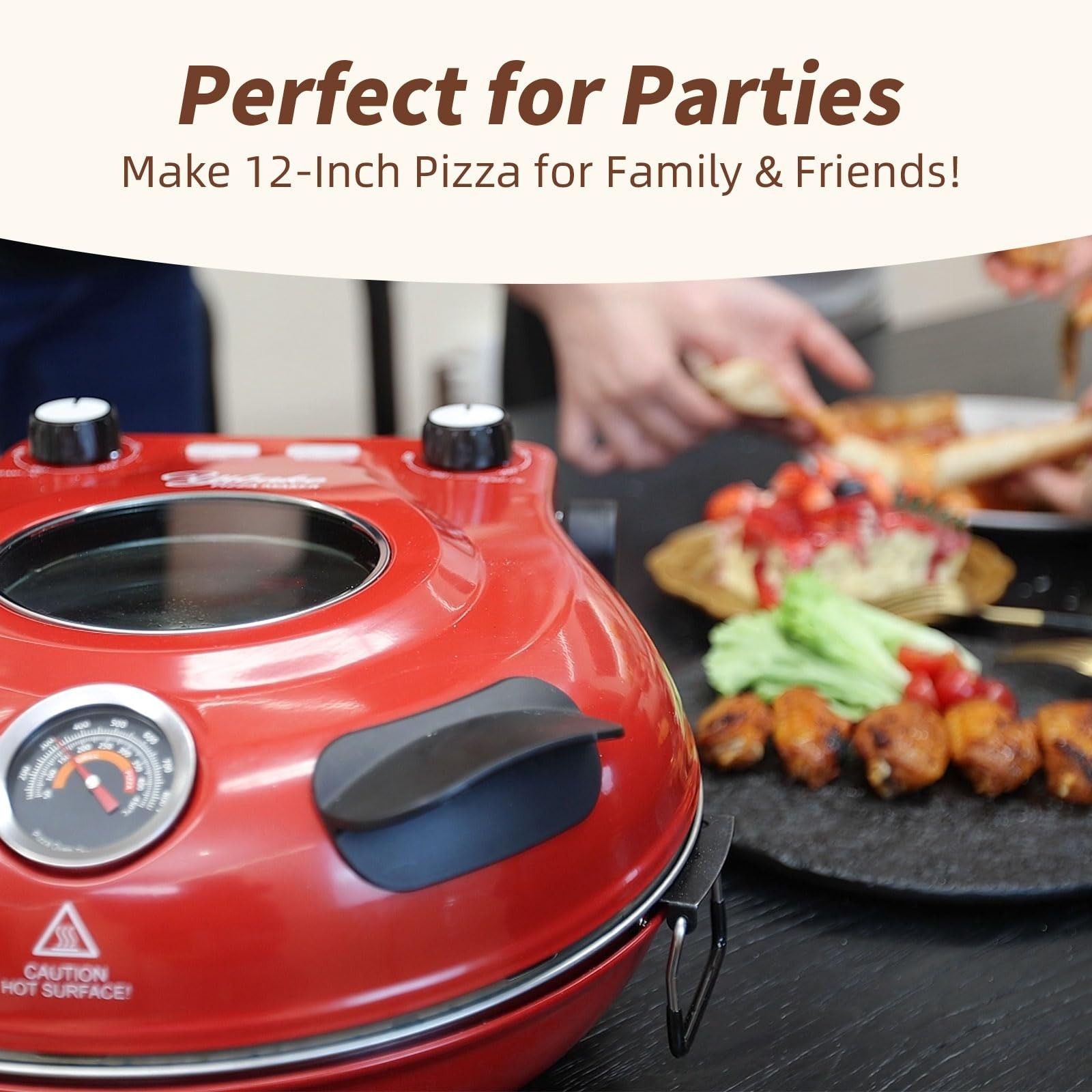 12″ Electric Pizza Oven – Countertop Pizza Maker with Ceramic Stone, Heats up…