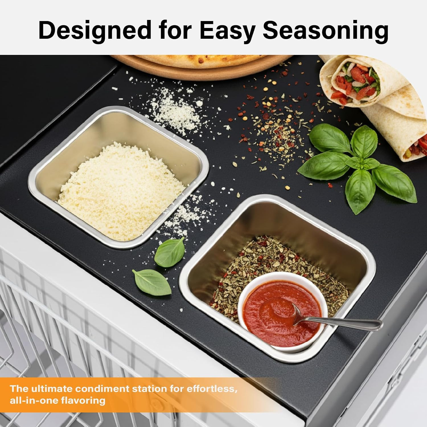 Pizza Oven Grill Table Cart | Movable Food Prep Cart, Pizza Topping Station, Sea