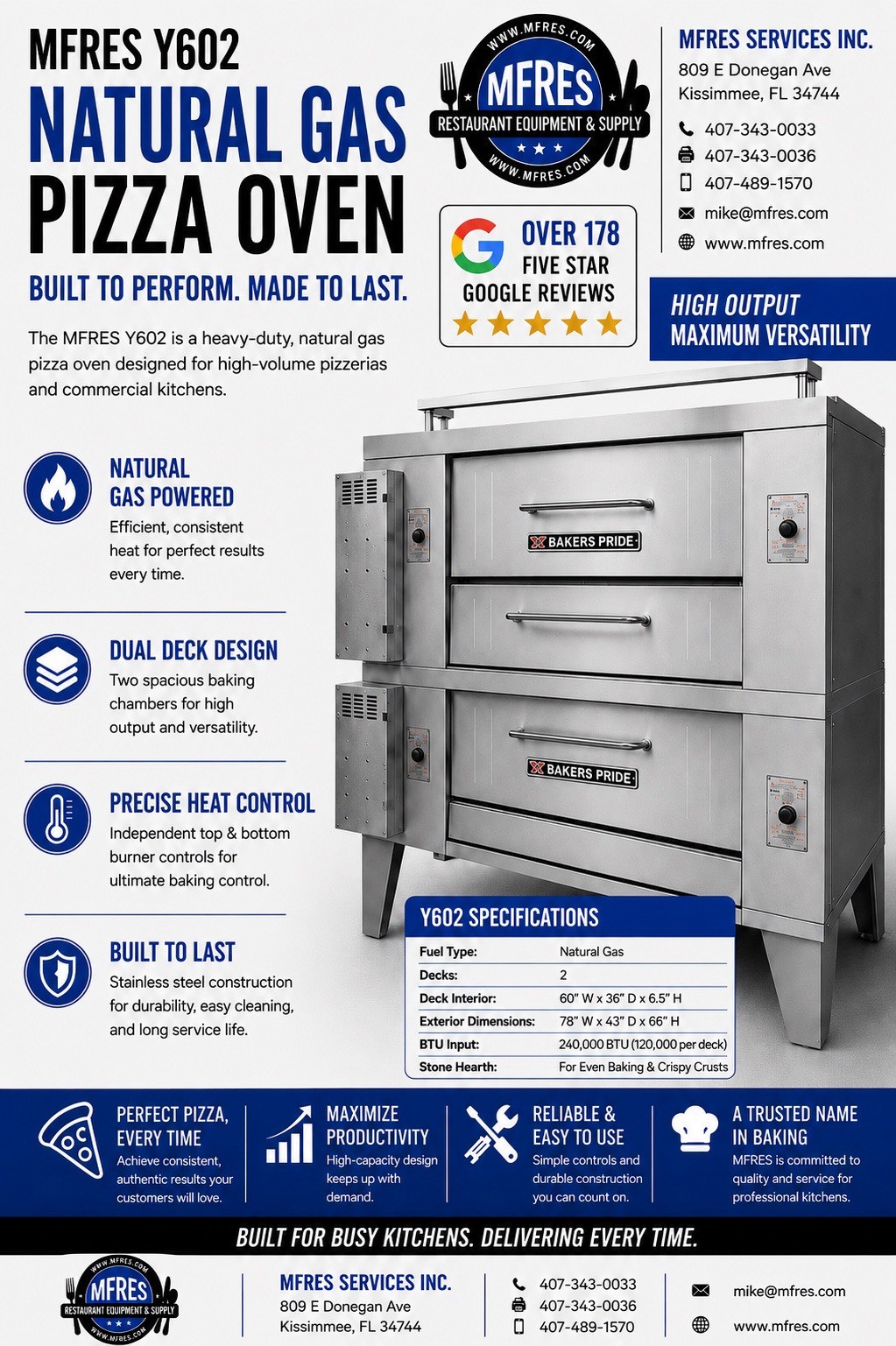 BAKERS PRIDE Y602 DOUBLE DECK GAS PIZZA OVEN W/BRICKS NICE WORKING SHAPE!
