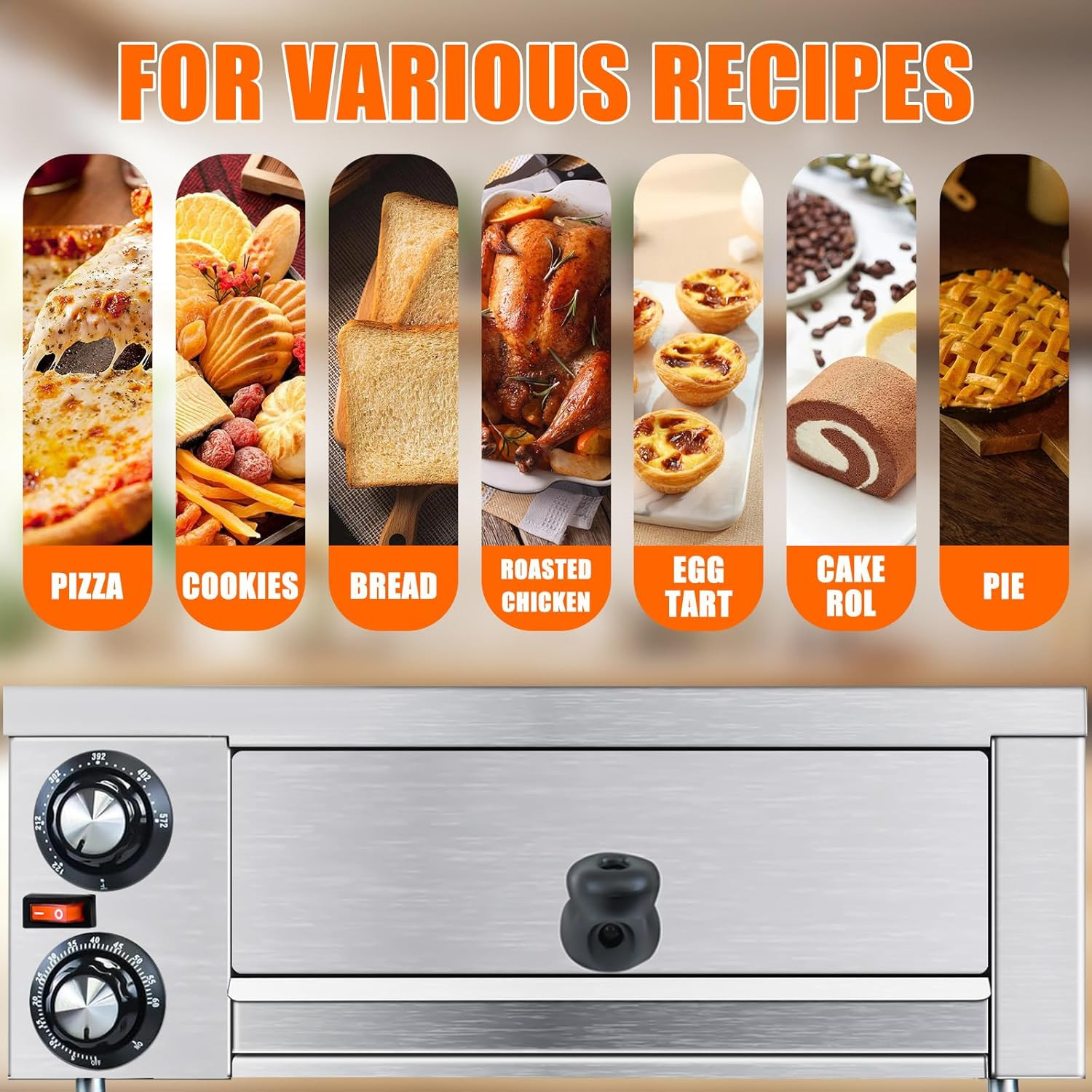 Electric Countertop Pizza Oven Indoor,12″ Commercial Pizza Maker Machine,Stainle