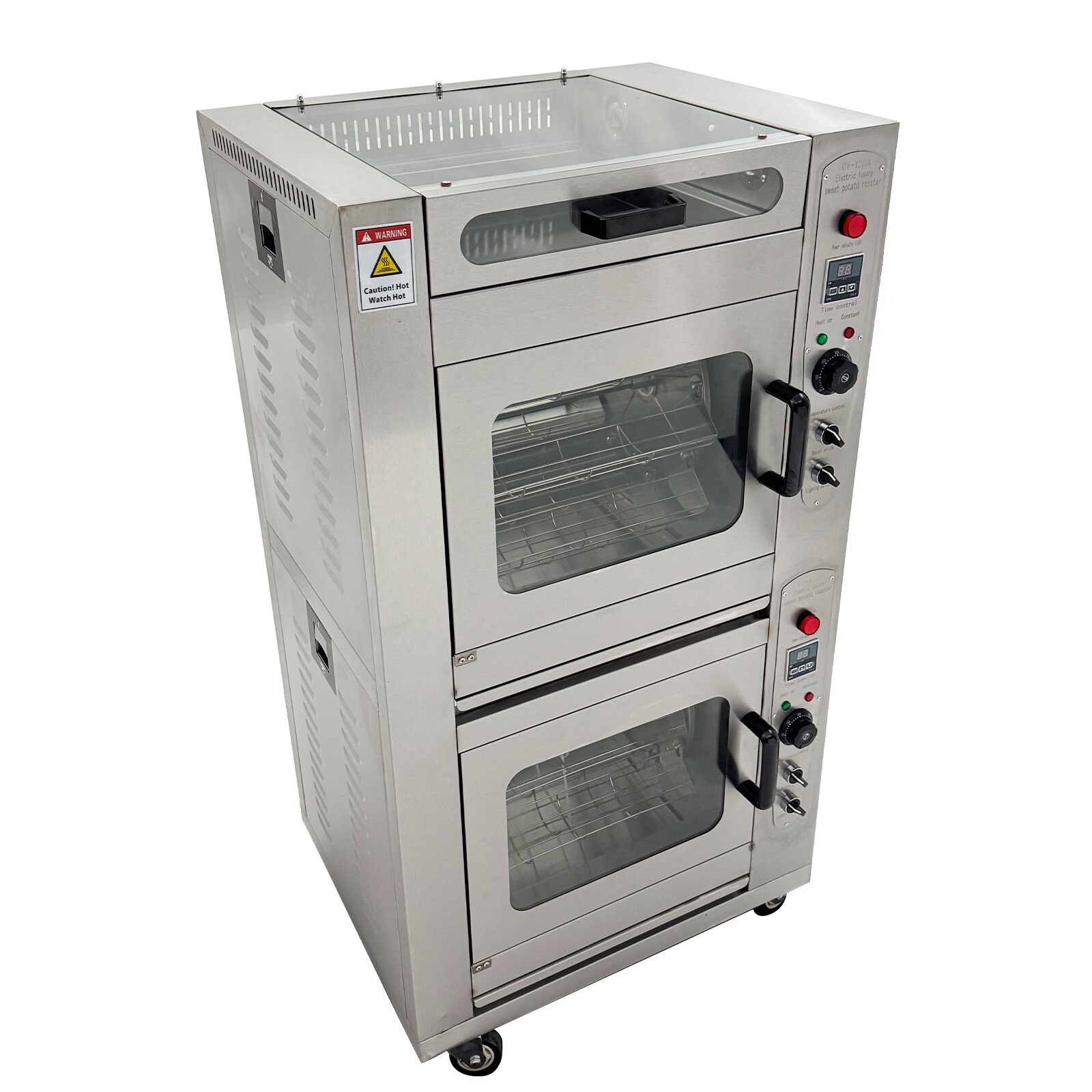 220V Commercial Triple Electric Corn Roaster Oven 5600W Rotary Sweet Potato Corn