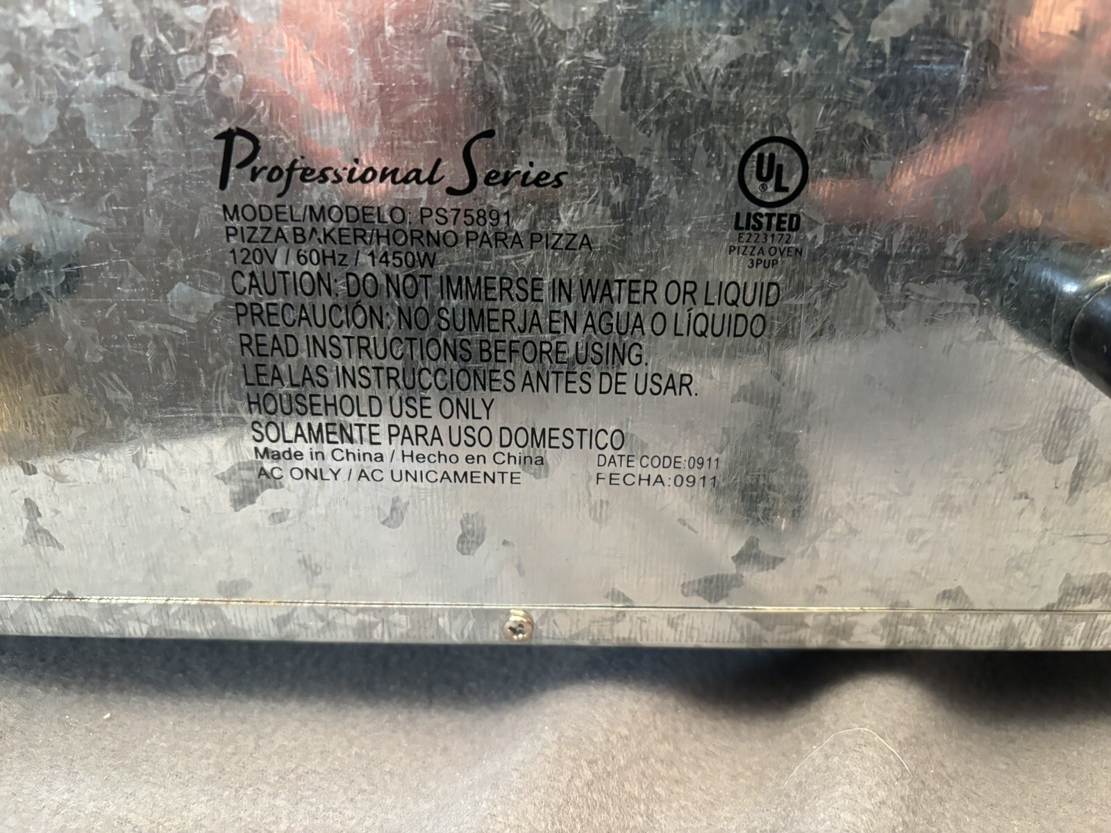 Professional Series PS75891 Pizza Baker Food Oven Stainless Steel