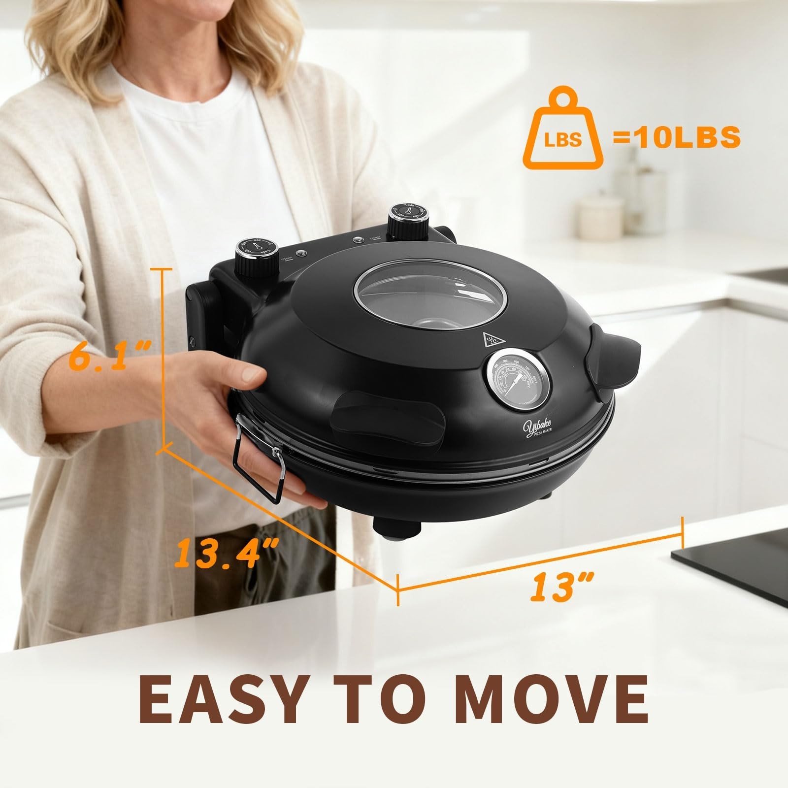 12″ Electric Pizza Oven – Countertop Pizza Maker with Ceramic Stone, Heats up…