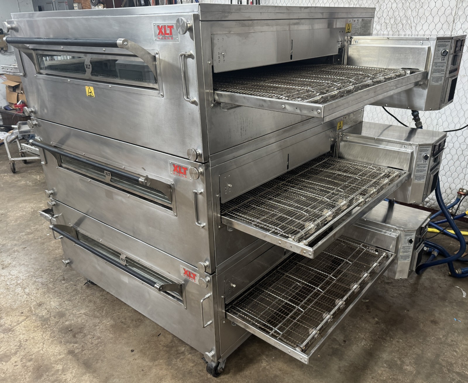 XLT 3855 Nat Gas Triple Stack Pizza Conveyor Ovens** Video Demo** W/SPLIT BELT
