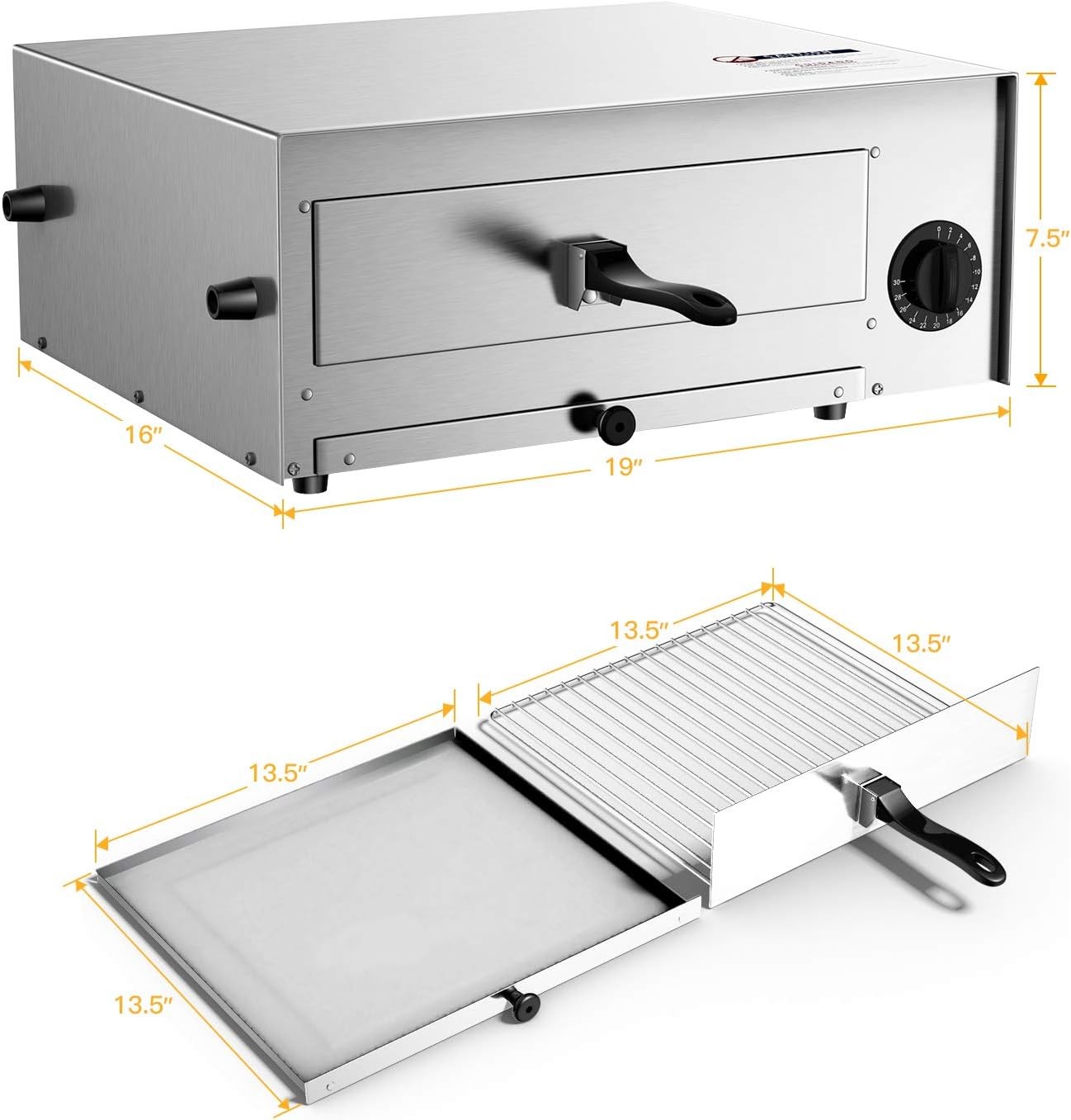 Electric Pizza Oven Indoor Stainless Countertop Pizza Maker