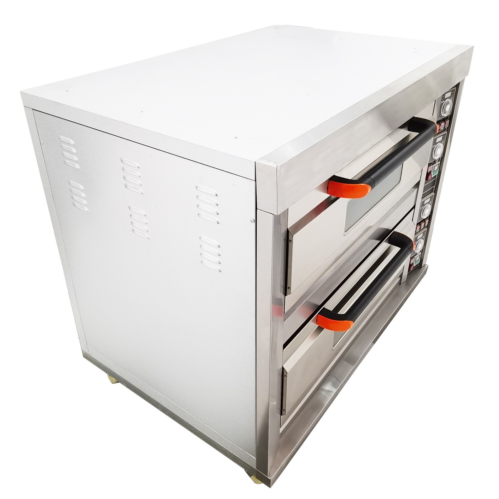220V 3PH 13.2KW Commercial Movable Electric Double Pizza Oven 4 Baking Sheets