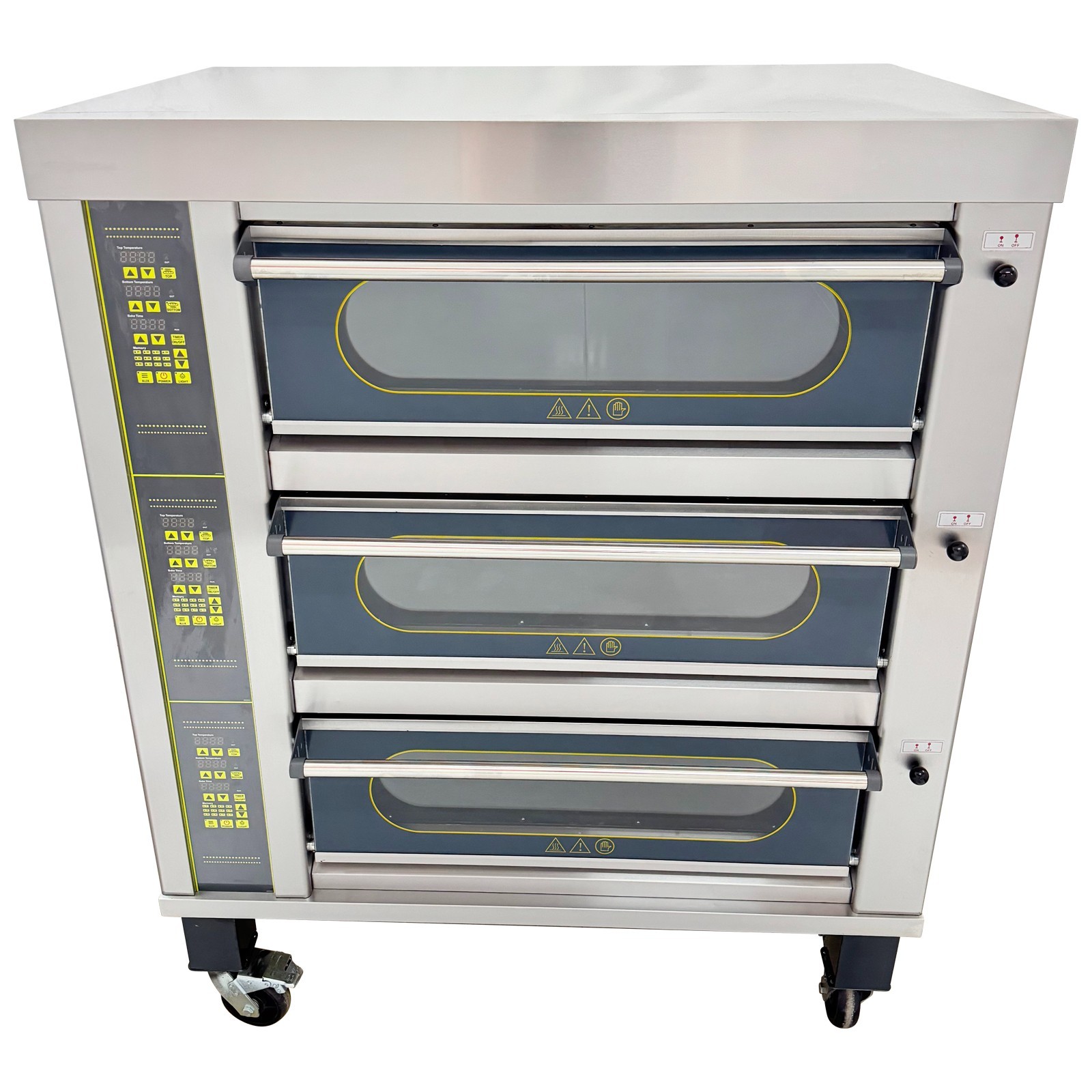 220V 3 Layers Commercial Electric Pizza Oven 3PH Movable Smart Pizza Oven