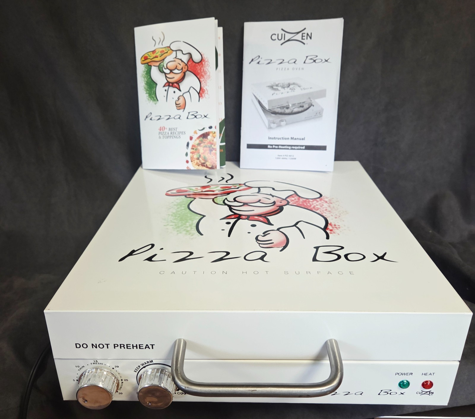 Cuizen Pizza Box Countertop Pizza Oven w 12″ Rotating Pan PIZ-4012 Tested Works