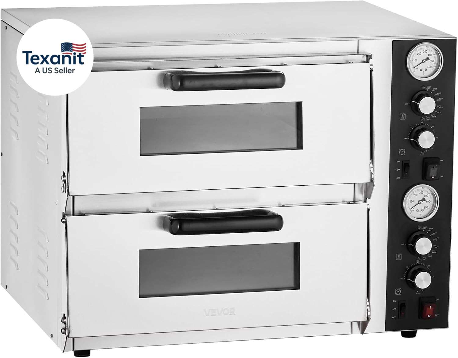 Pizza Oven Electric, 18″ Double-Deck Commercial Countertop Pizza Oven, 842°F Max