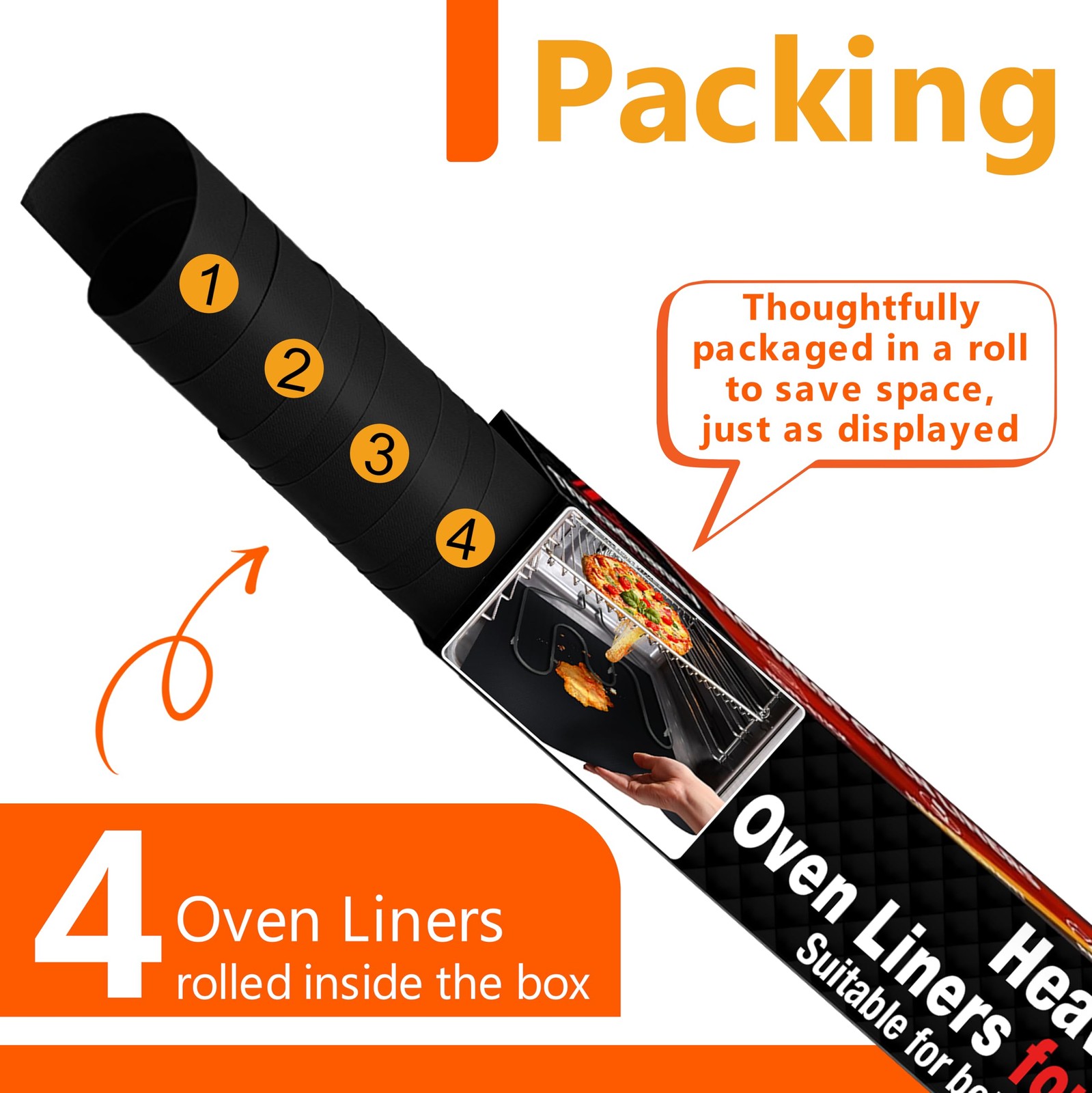 Oven Liners for Bottom of Electric Gas 4 Pack (17″ x 25″), Black