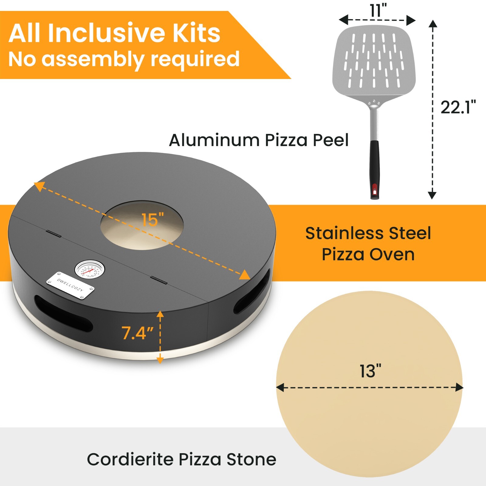 15“ Grill Top Pizza Oven With Door & Window