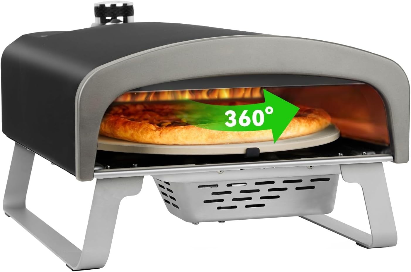 Portable Gas Pizza Oven with Automatic Rotating Stone//
