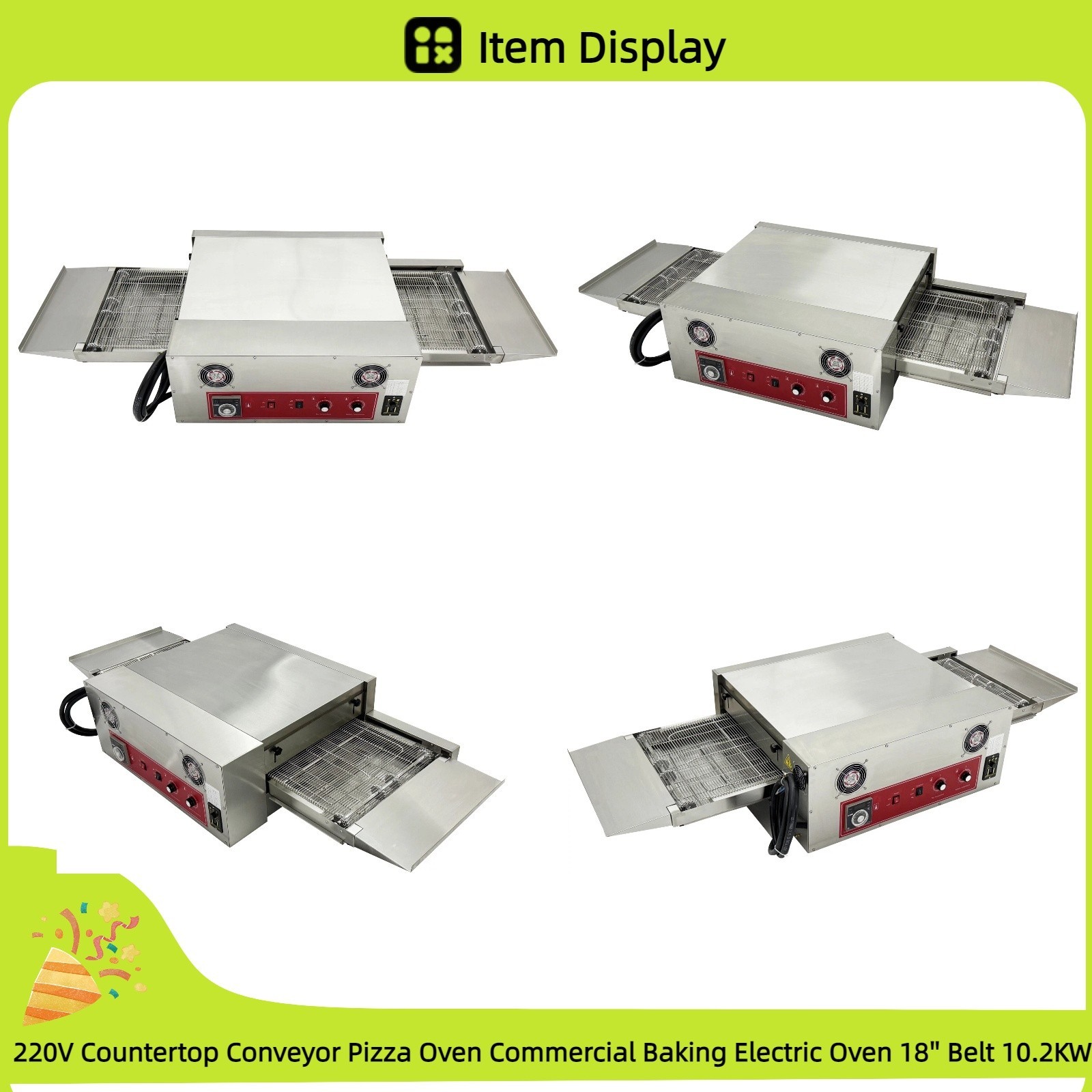 220V Countertop Conveyor Pizza Oven Commercial Baking Electric Oven 18” Belt