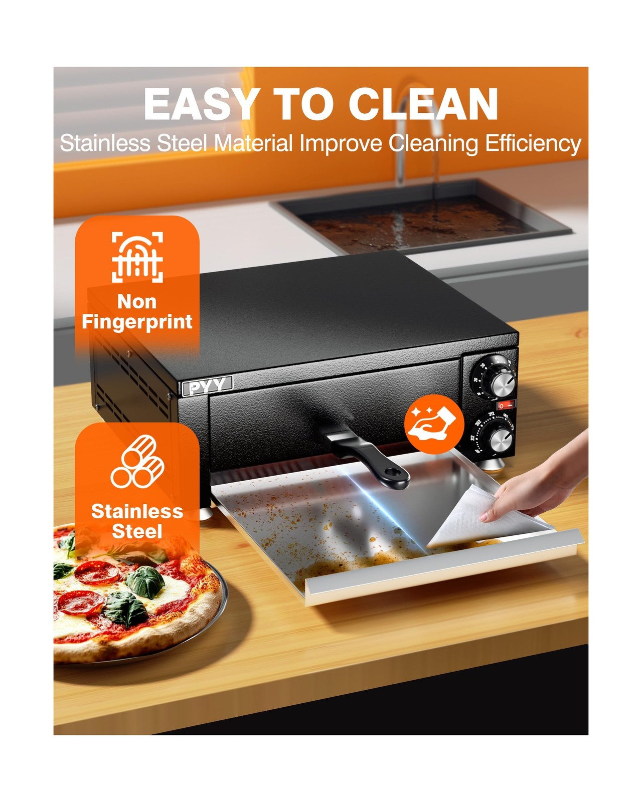 PYY Electric Pizza Oven Indoor Countertop Pizza Oven Commercial Pizza Maker M…