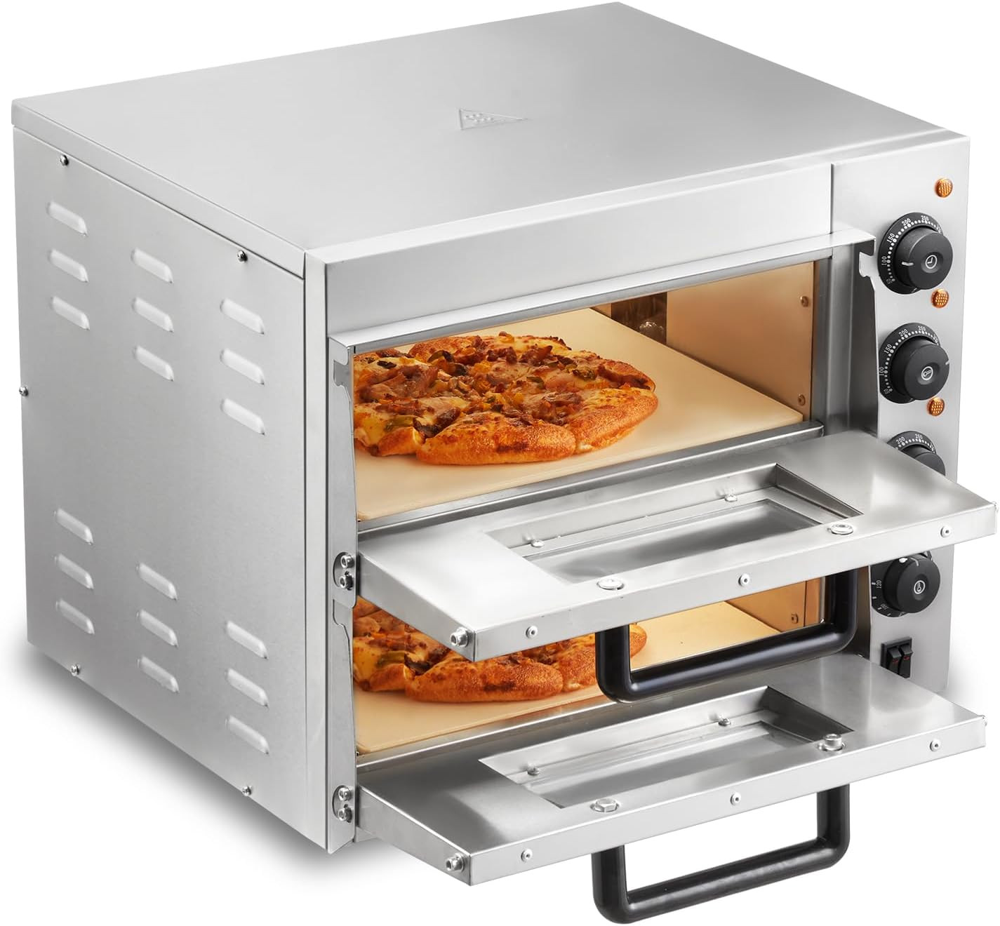 14″ Double Deck Stainless Steel Electric Pizza Oven for Home & Restaurant