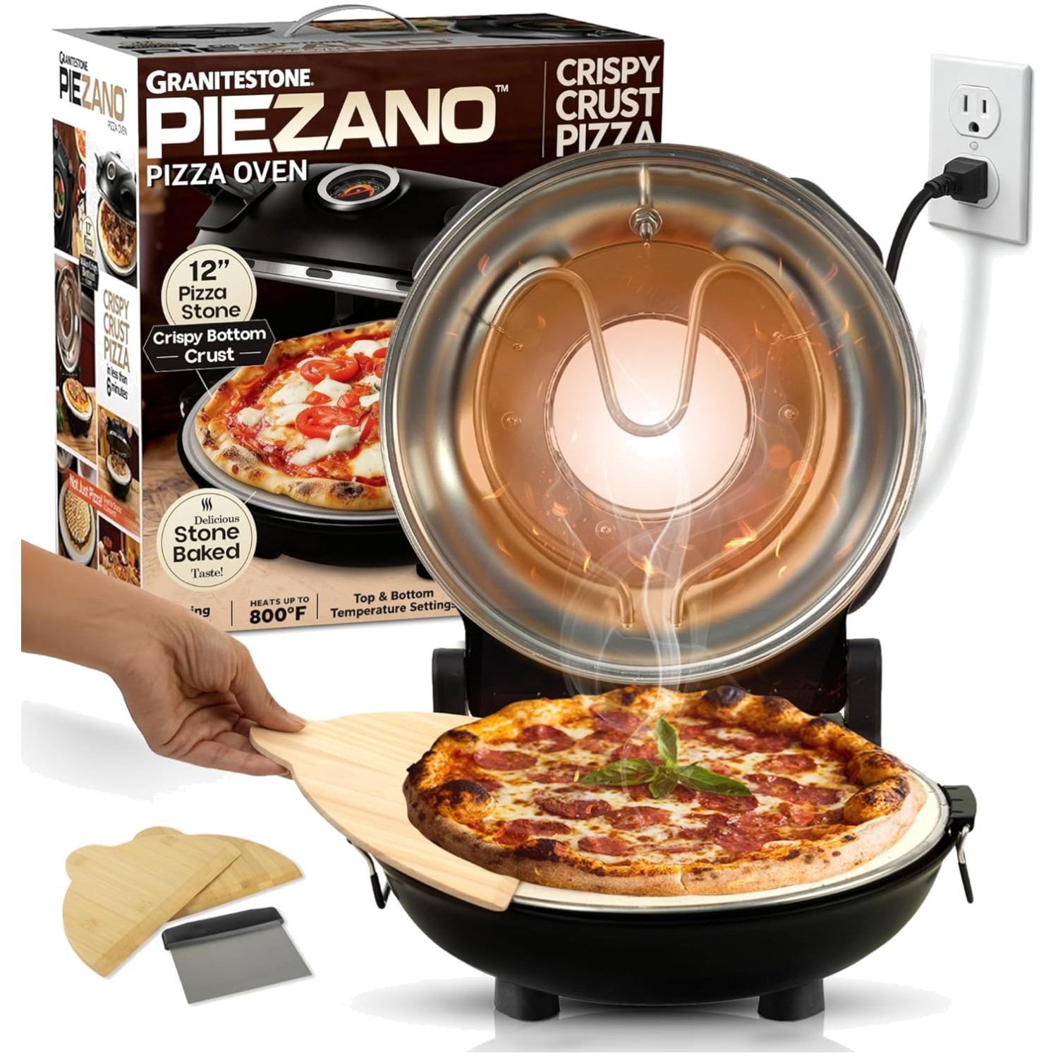 Ceramic Stone Pizza Oven – Countertop, Peels Included