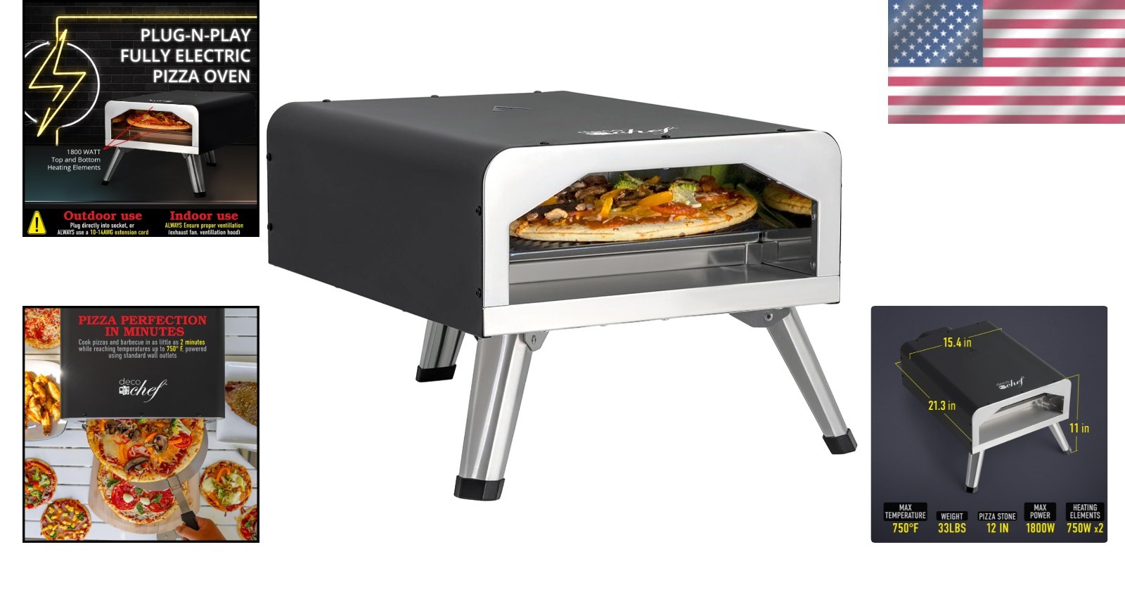 Versatile 2-in-1 Electric Pizza Oven & Grill – Complete with Accessories