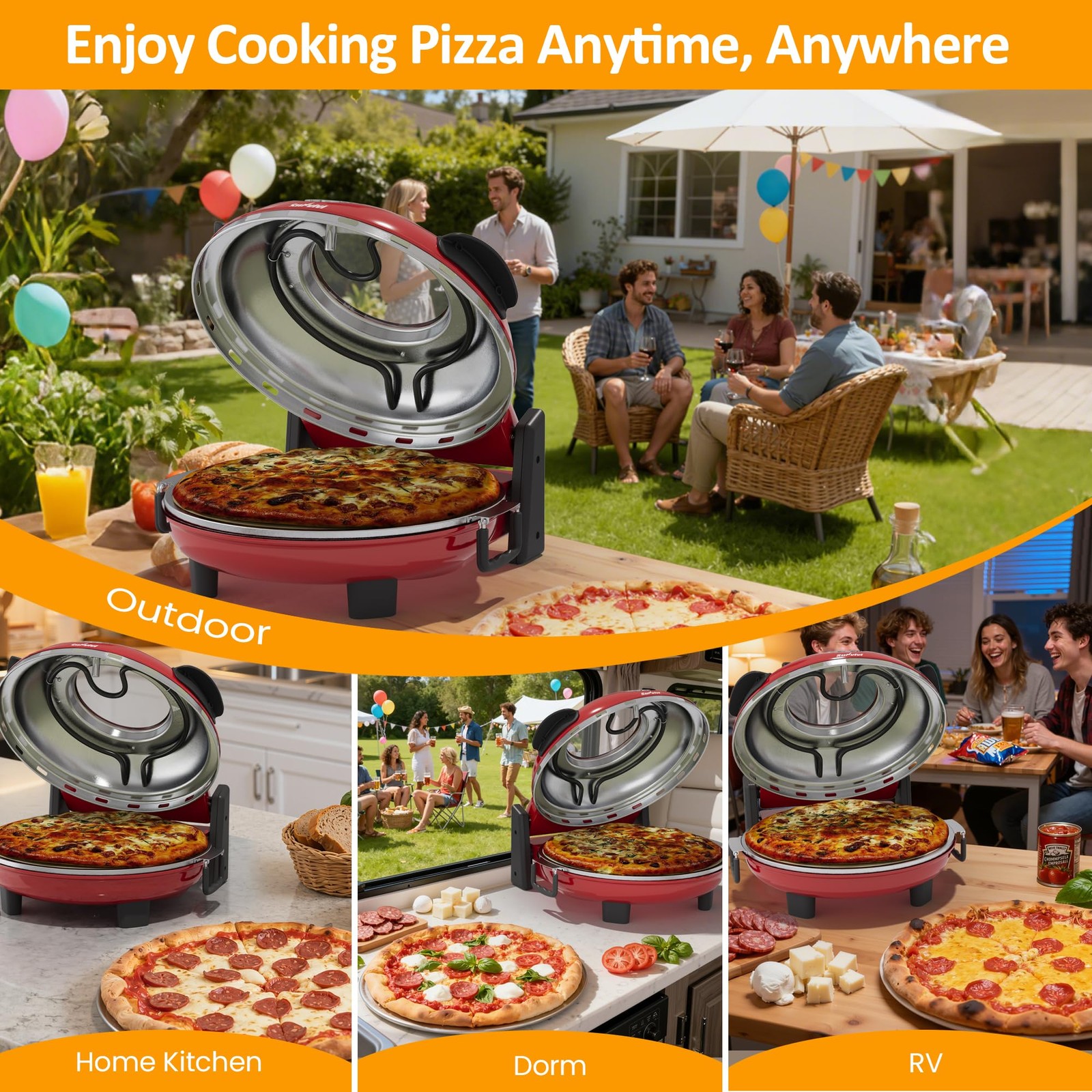 Sunvivipro Pizza Oven Indoor Outdoor Heats Up 770 Up 12 Electric Countertop