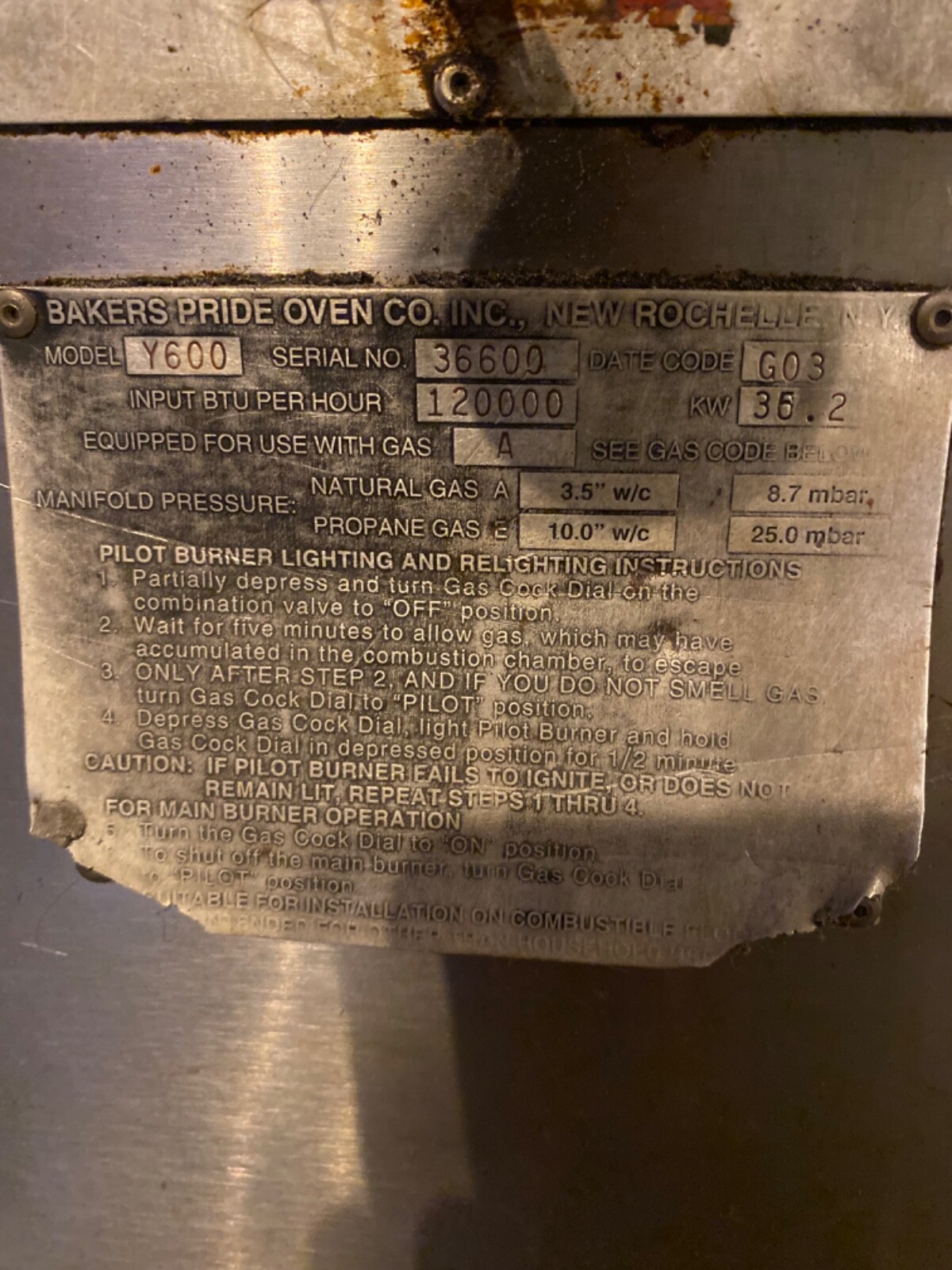 Baker’s Pride Pizza Oven Y600