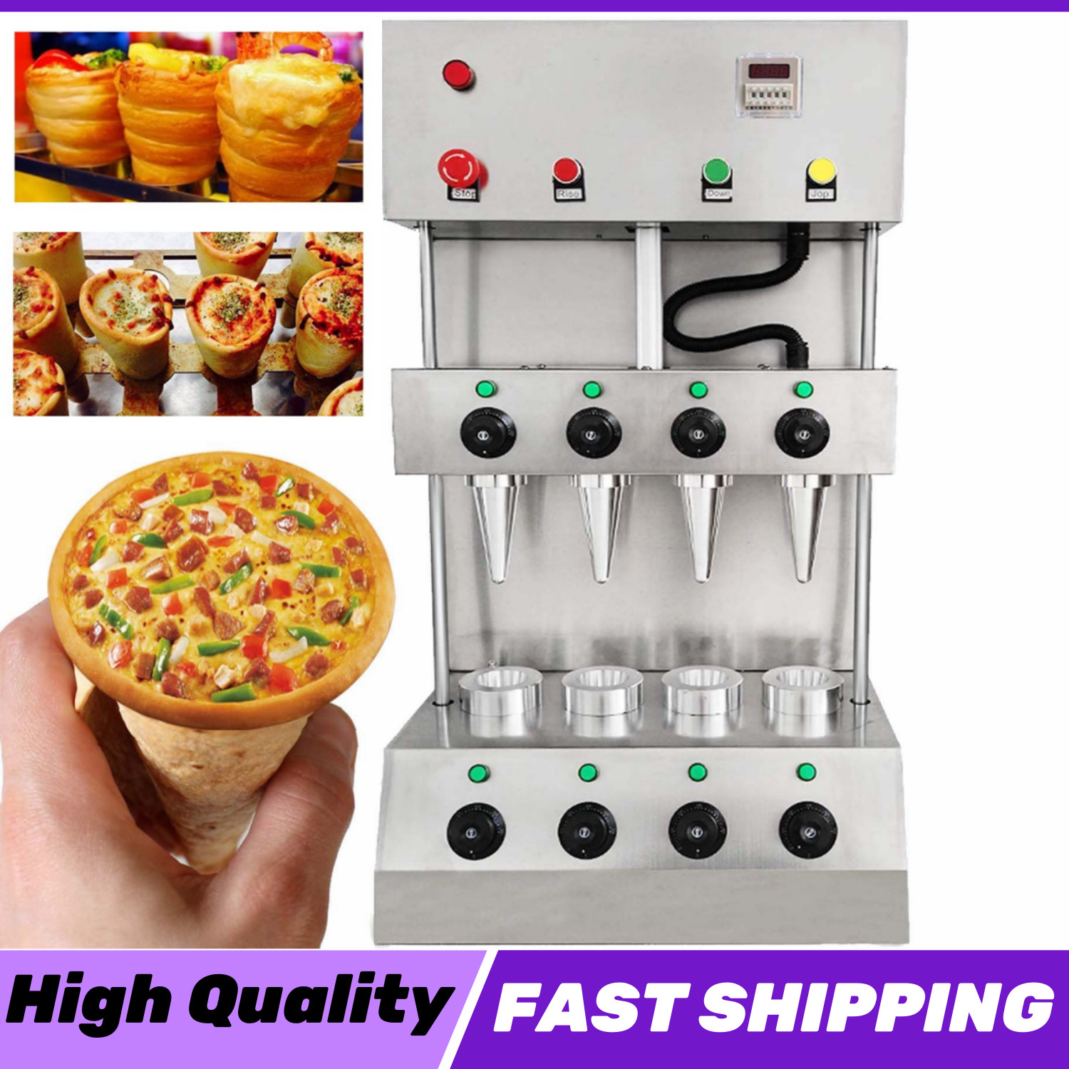 110V Hot Commercial Pizza Cone Forming Making Maker Machine + 4 Molds 3KW