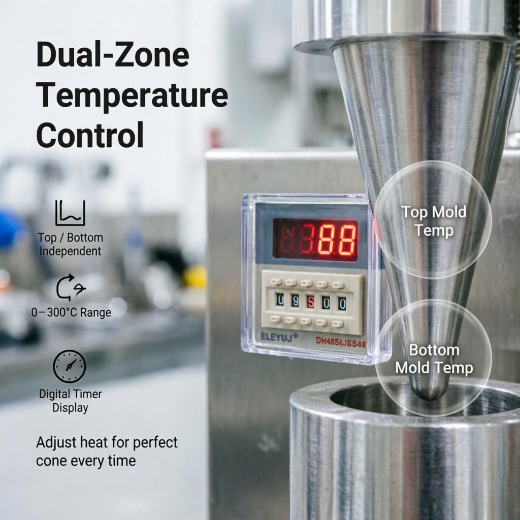 Commercial 4-Head Cone Pizza Forming Press | Adjustable Temp | Emergency Stop