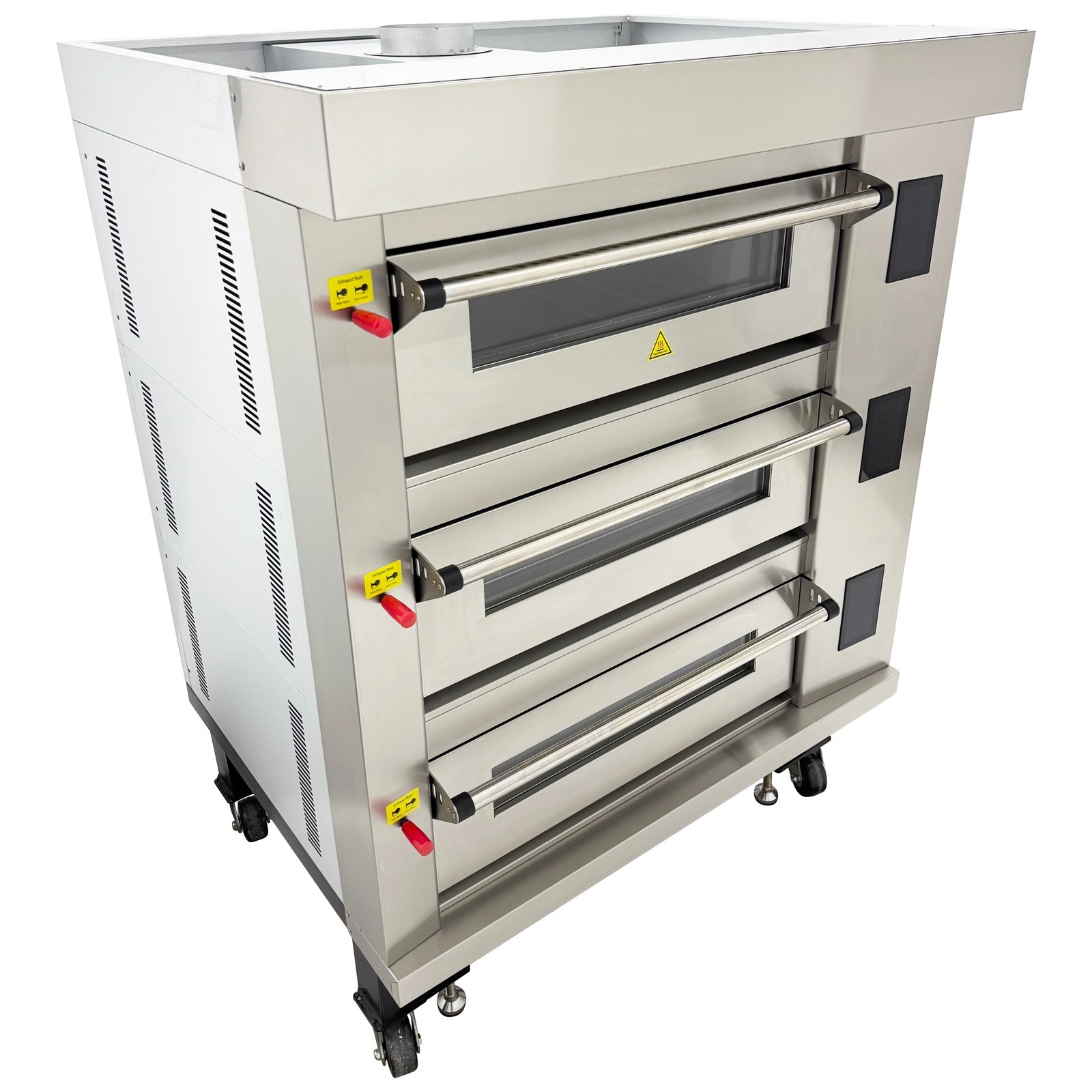 Commercial Movable Electric Triple Pizza Oven LCD Touch Screens 220V 3-Phase