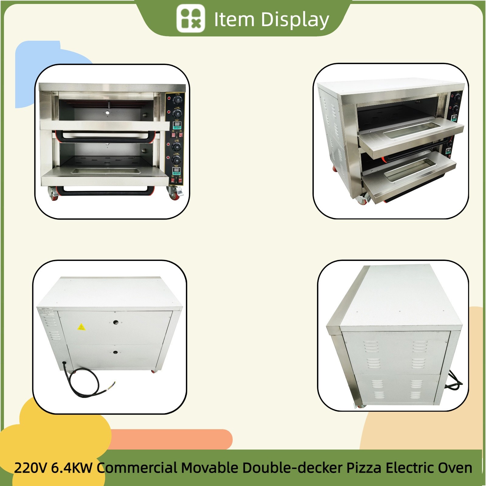 220V 6.4KW Double-decker Meat Roast Heating Electric Bread Baking Oven Toaster
