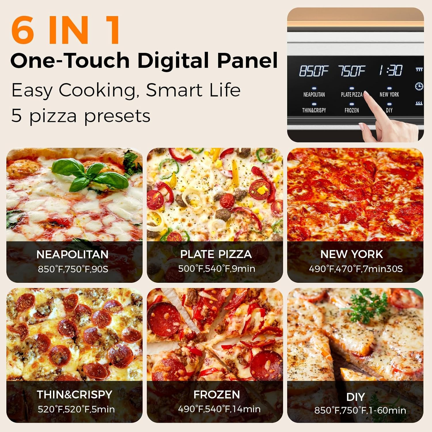 Pizza Oven Indoor,Pizza Maker,Makes 12 Inch Pizzas in 90S at 850°F,Countertop El