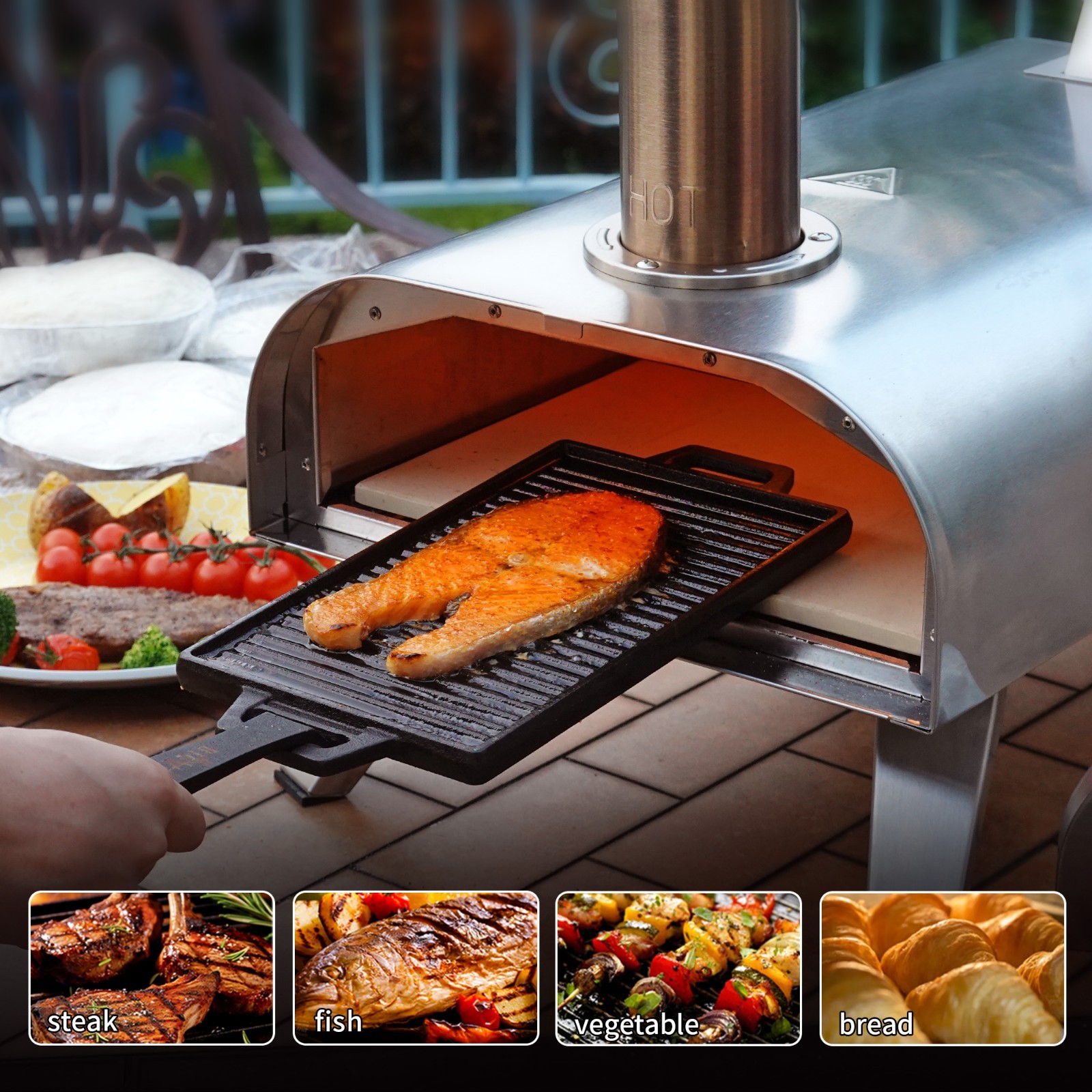 BIG HORN OUTDOORS Pizza Ovens Wood Pellet 12” Pizza Oven Cooking Pizza Maker Por