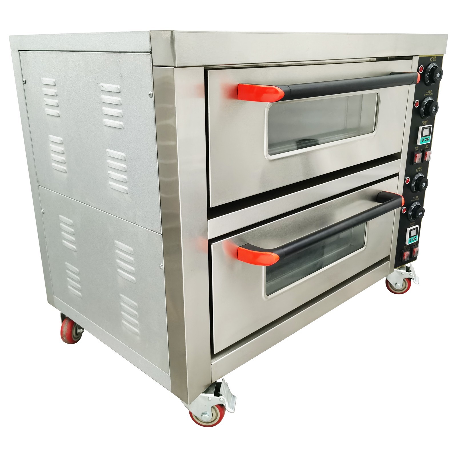 220V 1PH Commercial Movable Double-decker Pizza Electric Oven 6.4KW with Casters