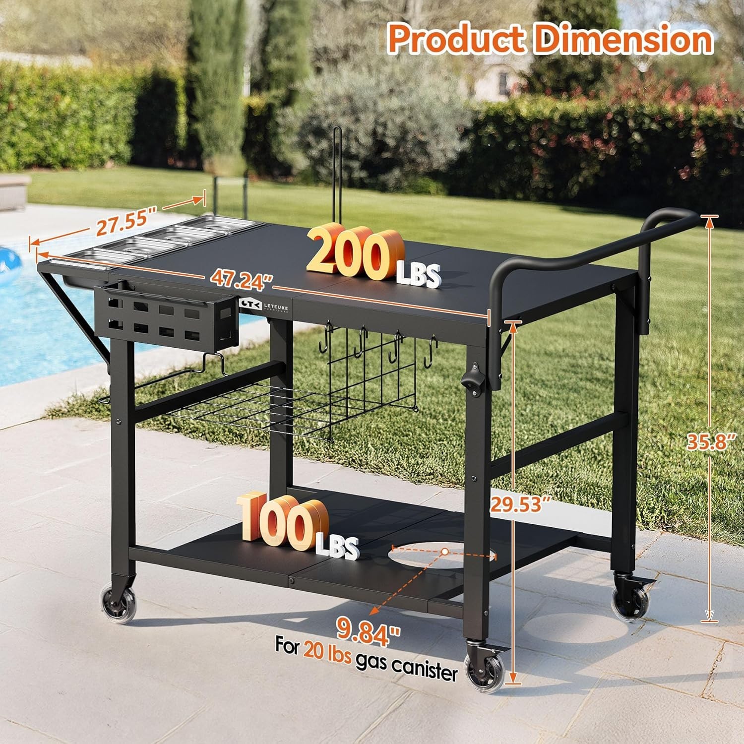 Grill Cart for Pizza Oven & Blackstone Griddle