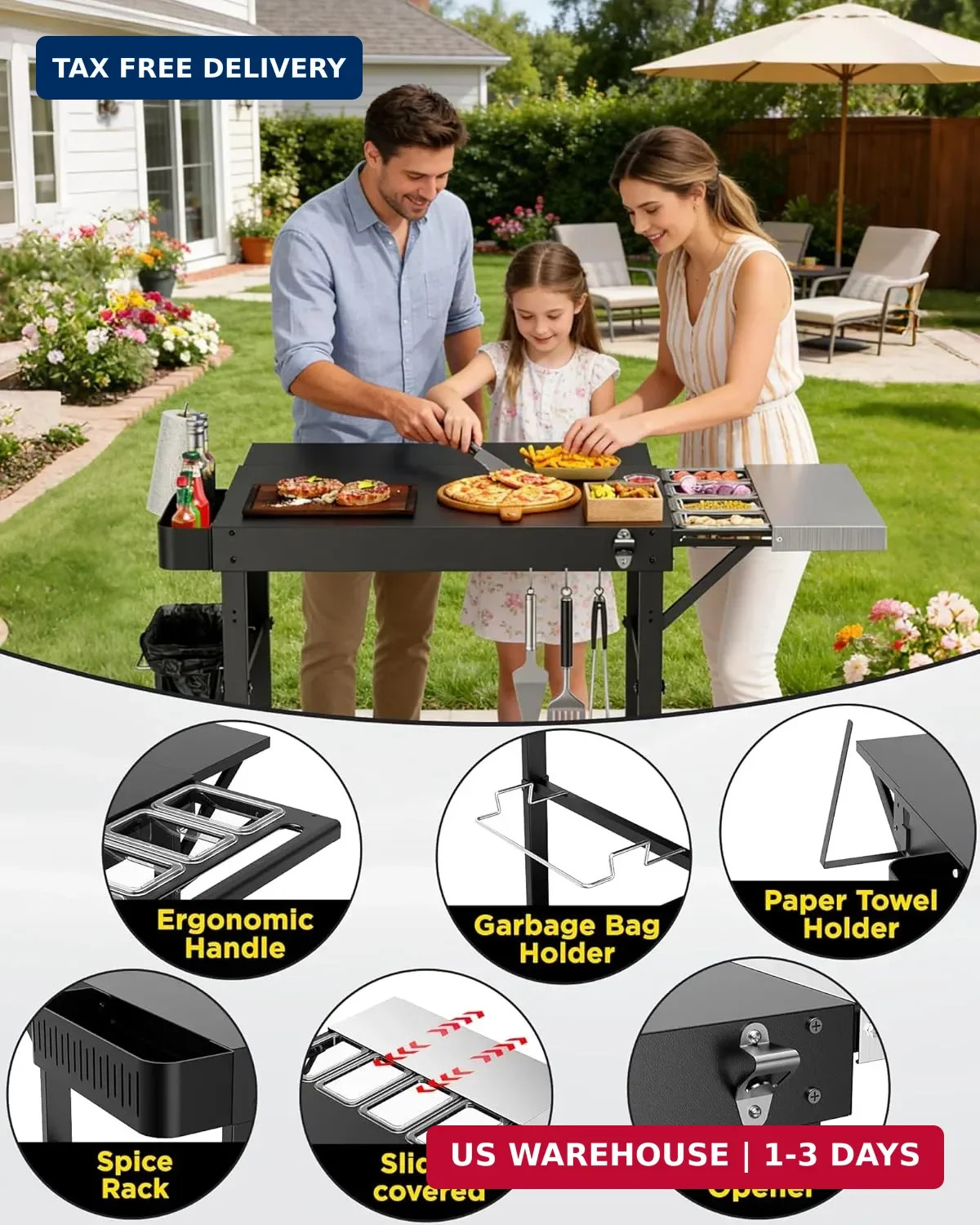 Pizza Oven Table, Grill Table for Ninja Pizza Oven, Pizza Oven Cart Fits Blackst