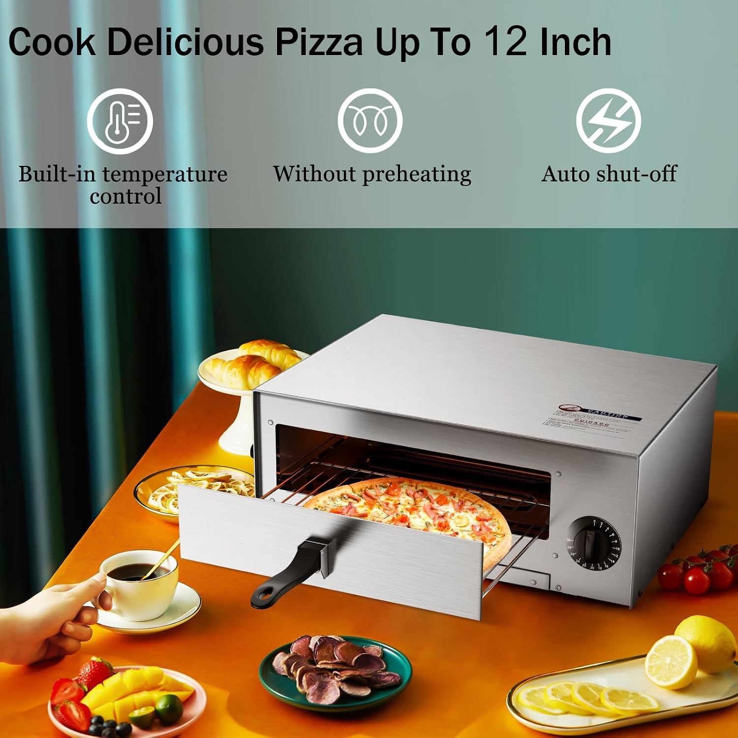 Electric Pizza Oven Stainless Steel Pizza Baker Kitchen Commercial Use Snack