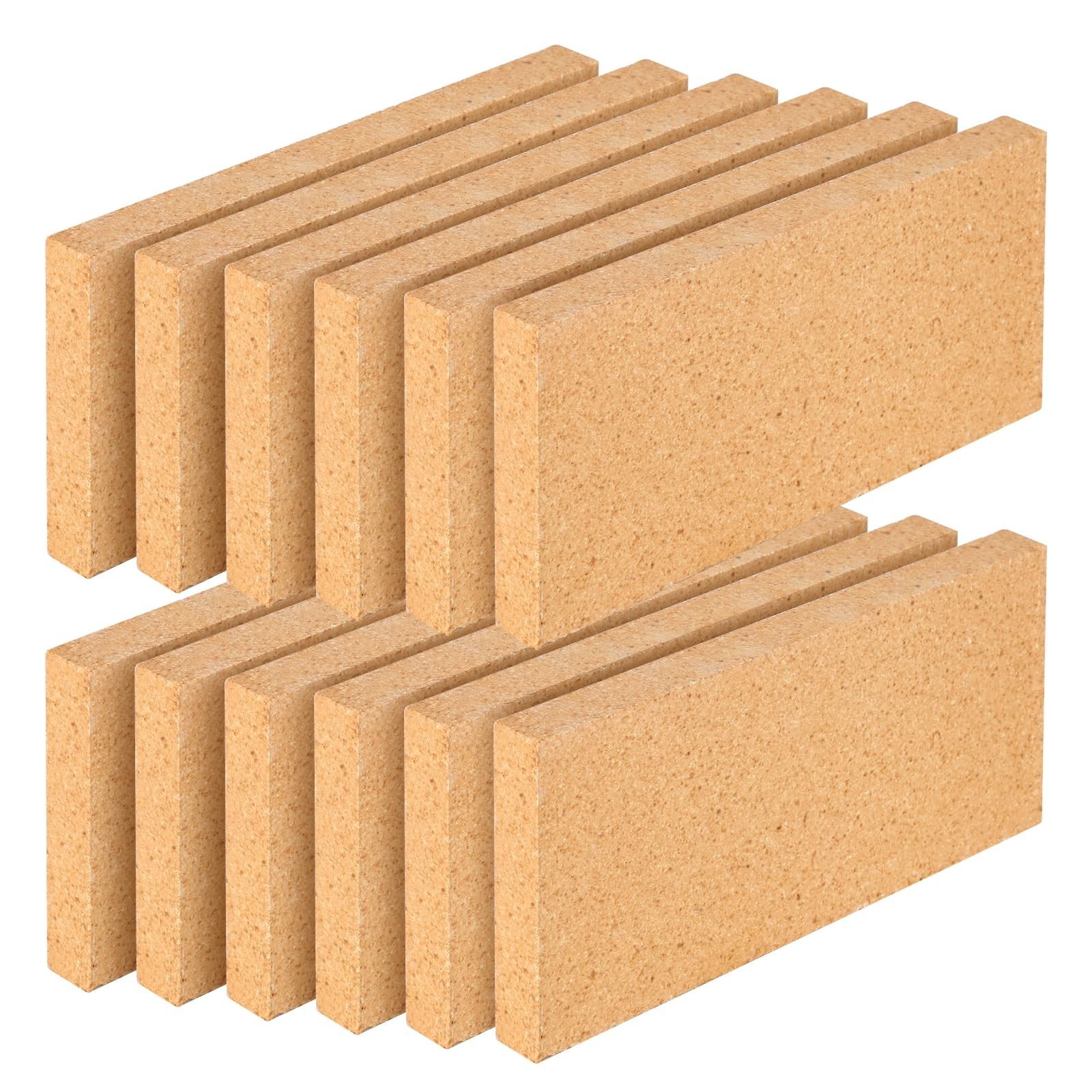 12 Pack High Temp Firebricks 3000°F Insulating 9″x4.5″x0.8″ for Pizza Oven, Wood