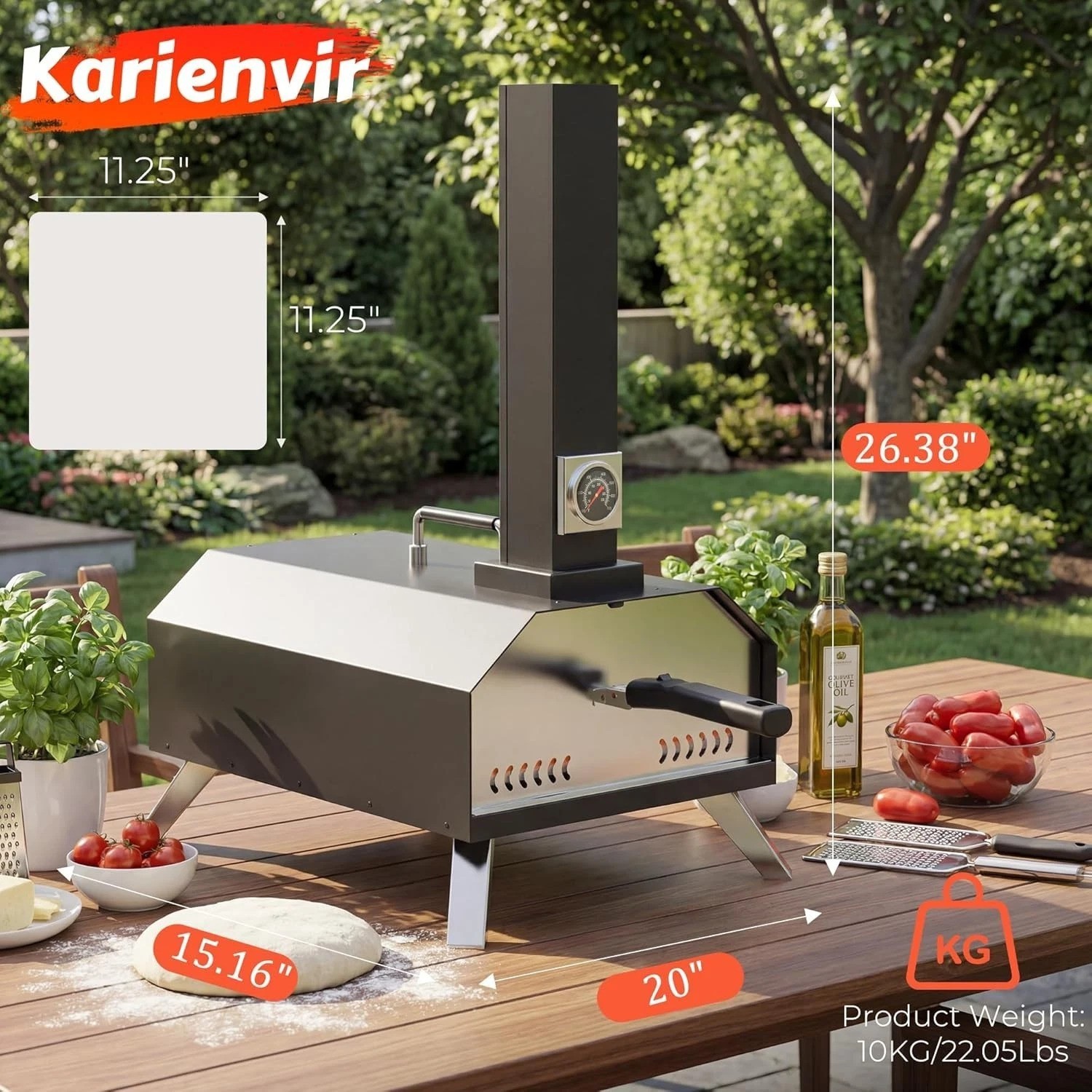 Pizza Oven Outdoor Portable Pellet Pizza Stove Wood Fired Stainless Steel Piz…