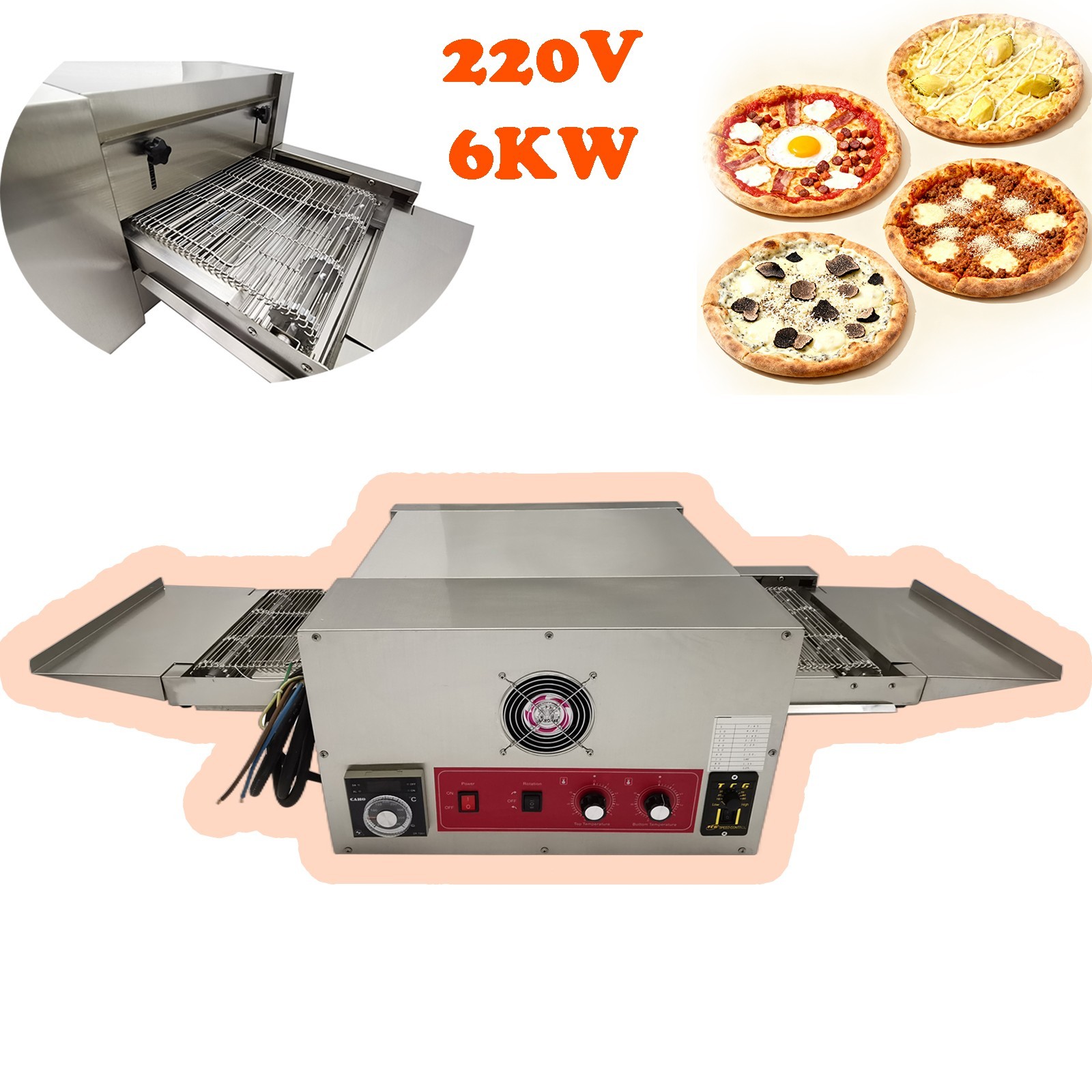 12″ Countertop Chain-type Electric Straight Tube Conveyor Pizza Oven 220V 1PH