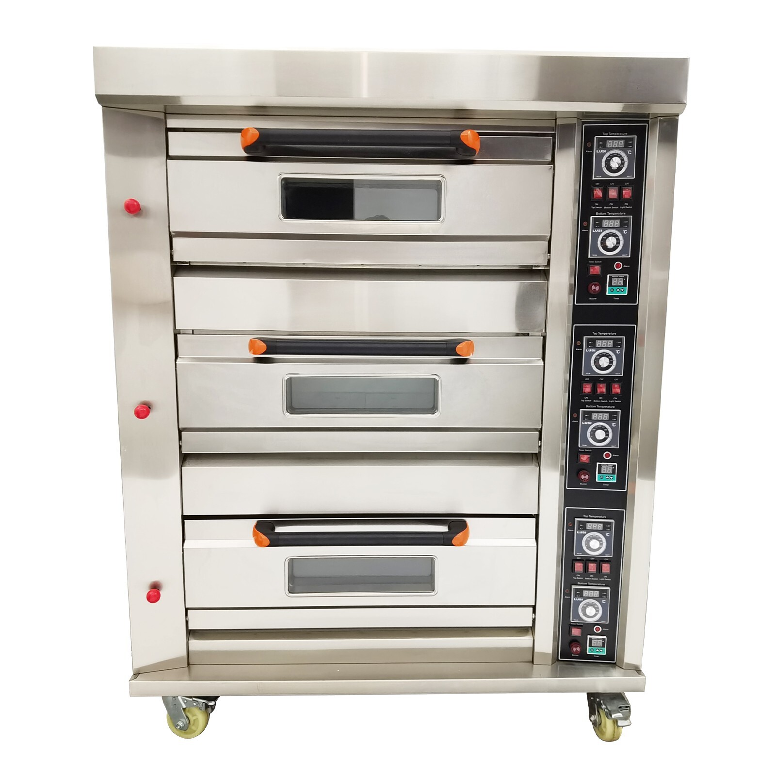 Commercial 110V Gas Heating 3-Layer 6-Dish Electric Pizza Oven with Caster 300W
