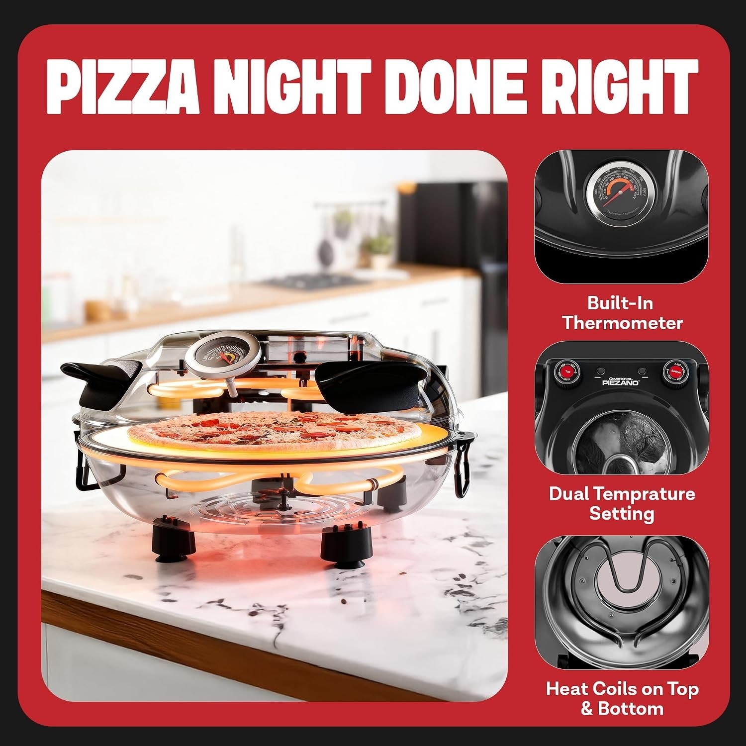 XL Electric Pizza Oven | Indoor Countertop Pizza Maker