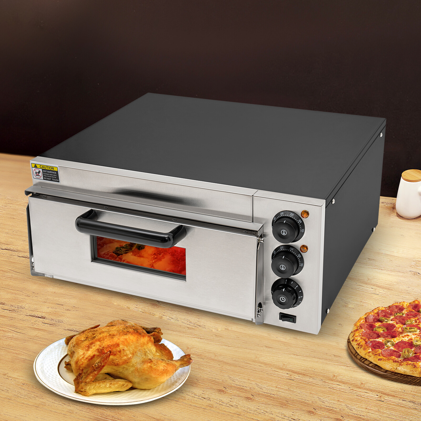 Indoor Electric Countertop Pizza Oven 1800w 20l/5.28gal Commercial Pizza Oven