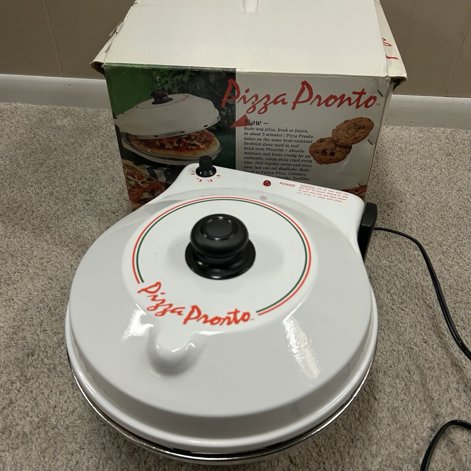 Pizza Pronto Cooker Oven Countertop Stone Wear White Dual Baker PP-70001