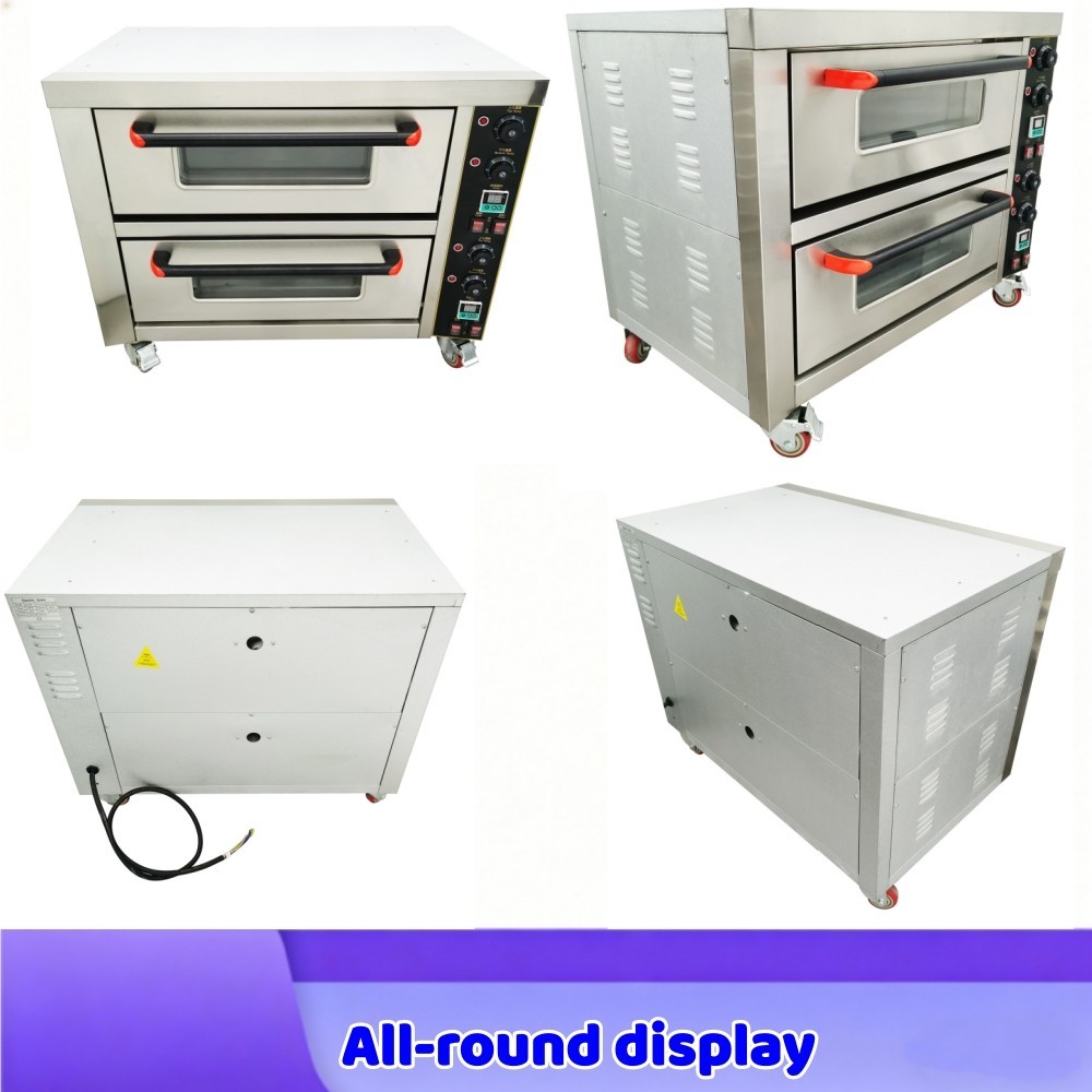 220V Stainless Steel Double Layer Electric Baking Oven Commercial Pizza Oven