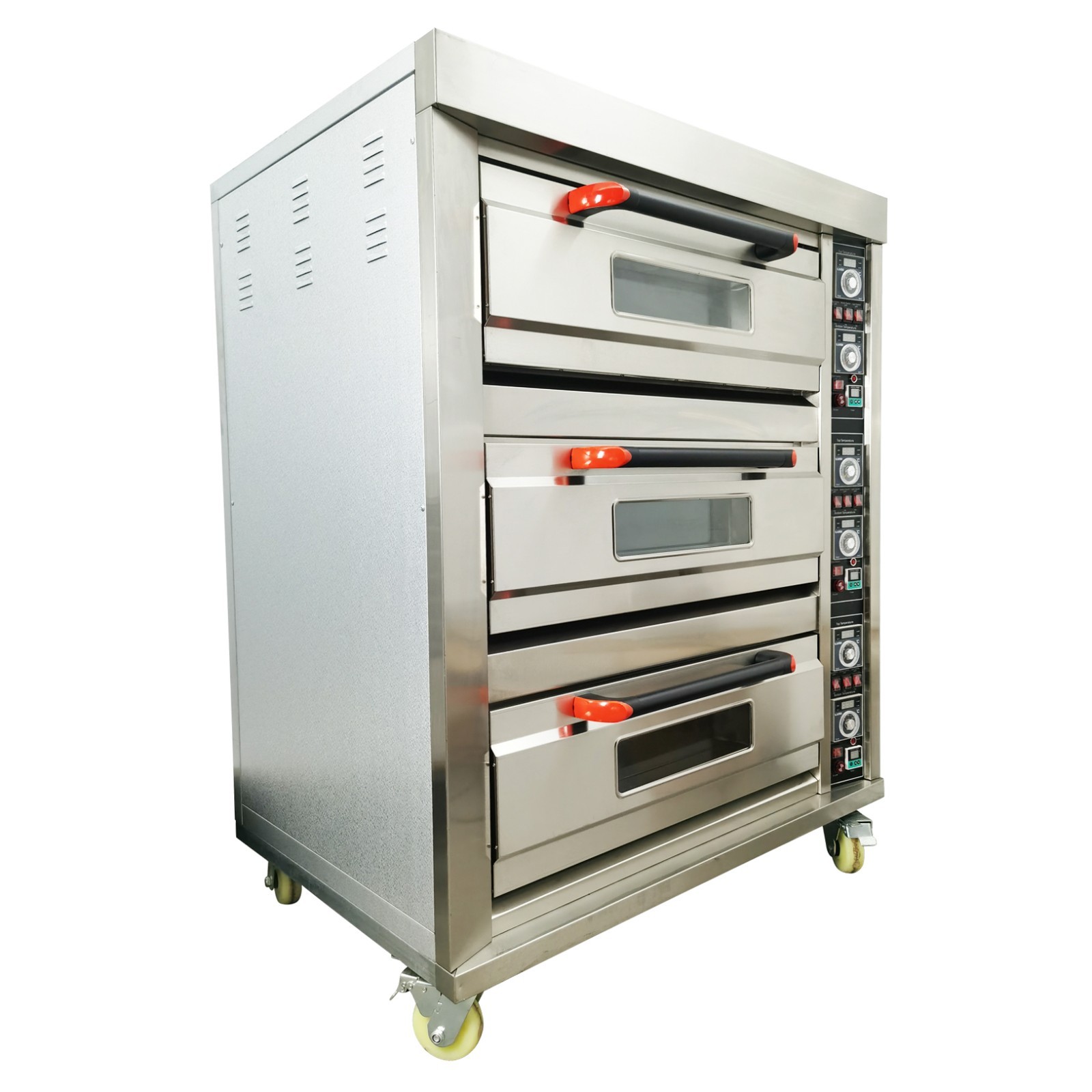 220V Commercial Movable Electric Triple Pizza Oven Independently Controlled 3PH