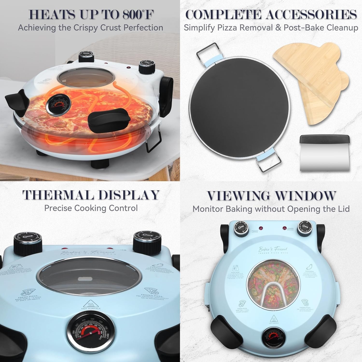 Gourmet Indoor Pizza Oven: 12” Glazed Ceramic Stone Oven, Portable Design