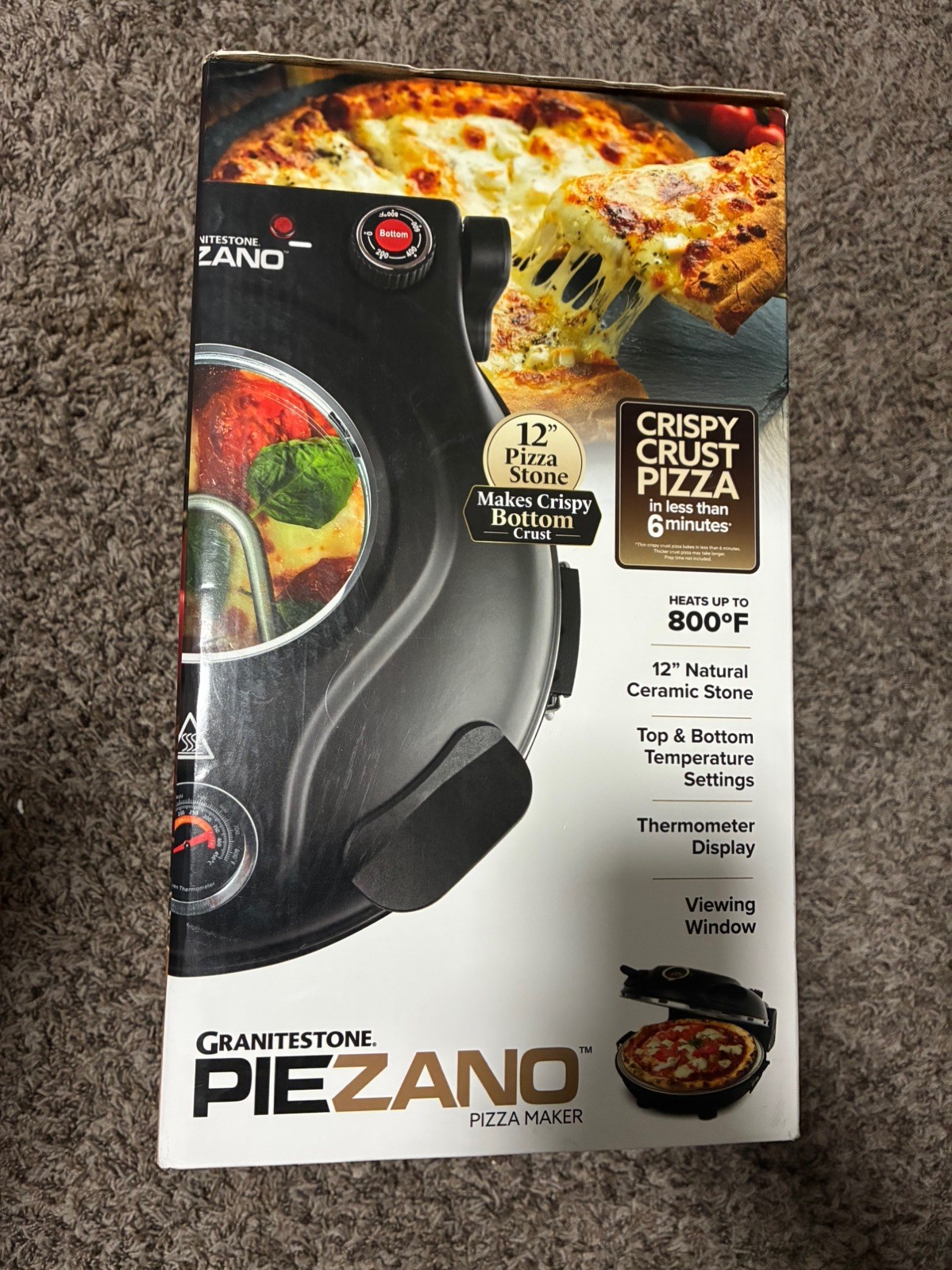 PIEZANO Crispy Crust Pizza Oven by Granitestone Electric Pizza Indoor Oven NIOB