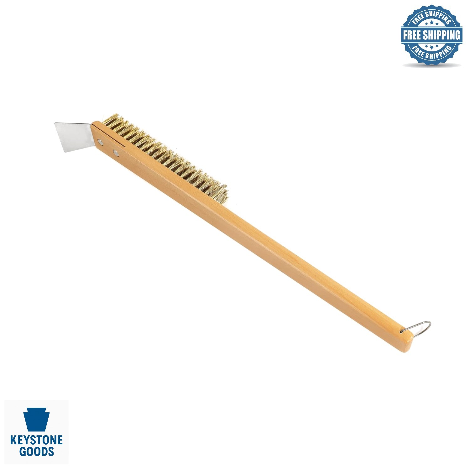 LRUI Outdoor Pizza Oven & Stone Cleaning Brush with Copper Wire & Scraper