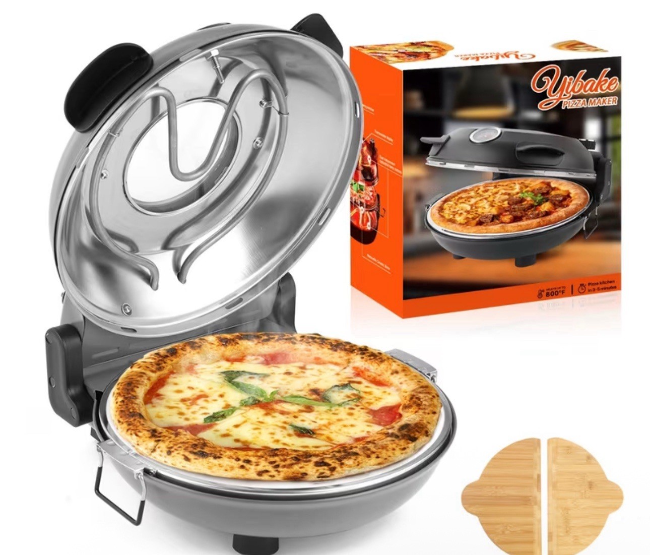 12″ Electric Pizza Oven Indoor Countertop Oven Pizza Maker, 1200W 120v