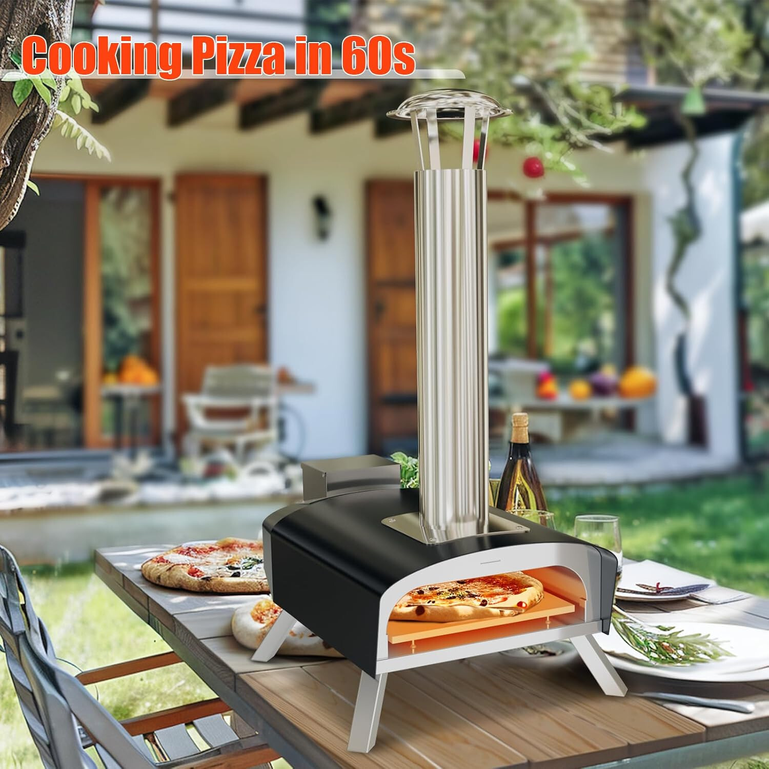 12-Inch Stainless Steel Outdoor Pizza Oven with Wood Pellet and Pizza Stone